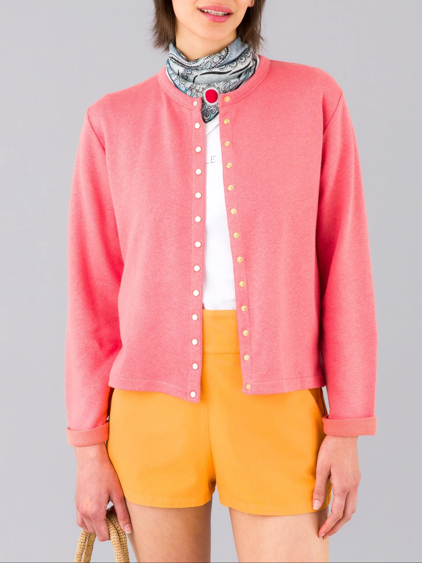 Cardigan Pression "Le Classique" En Molleton Rouge - Femme - Image 6