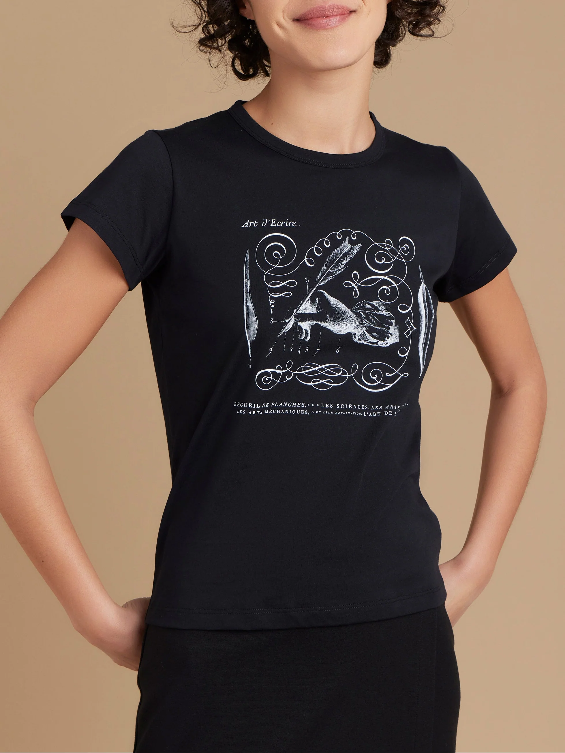 T-Shirt Brando En Coton Sérigraphie "Encyclopédie" Noir - Femme
