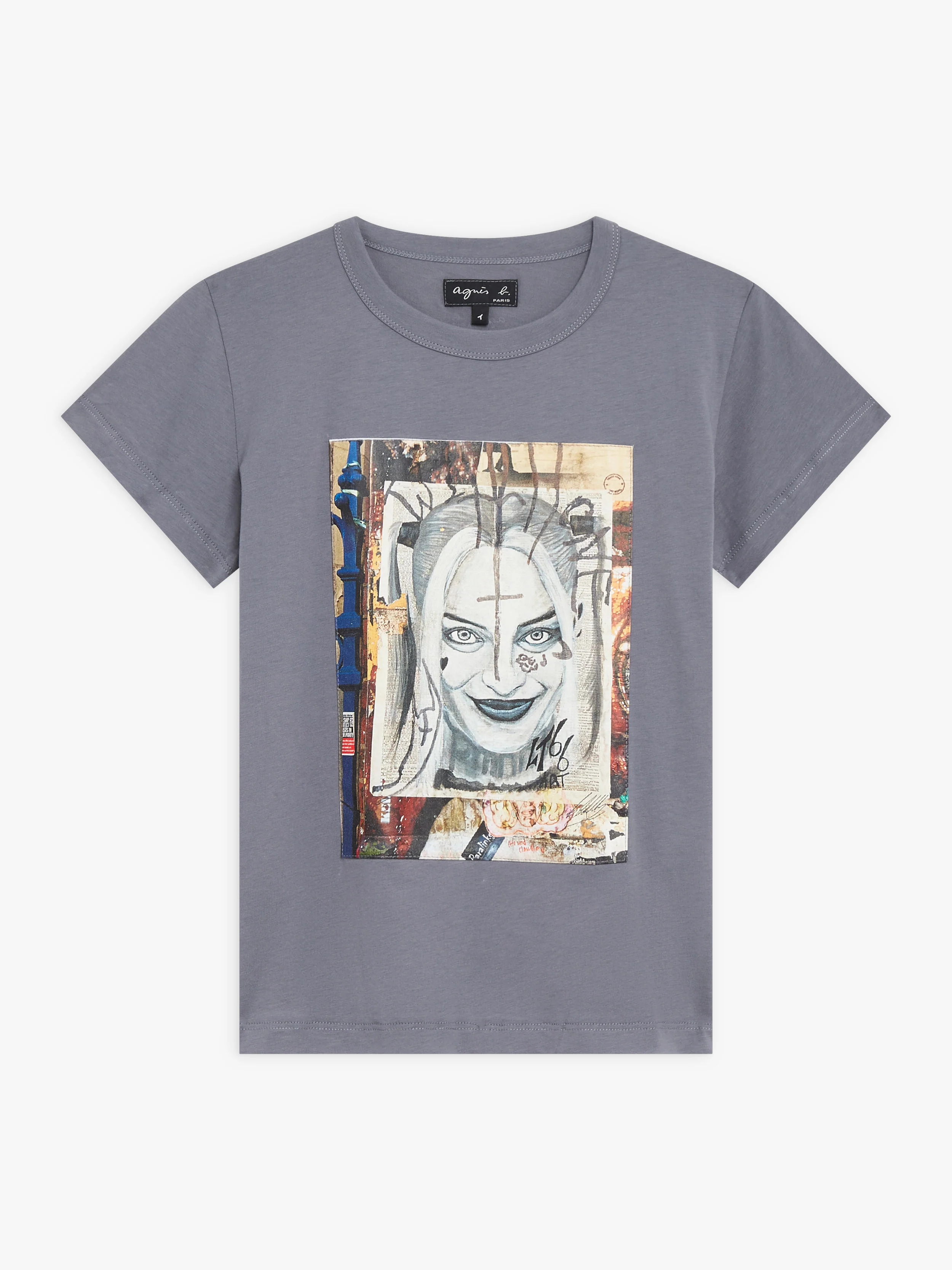 T-Shirt Brando En Jersey De Coton Sérigraphié Gris Tôle - Femme