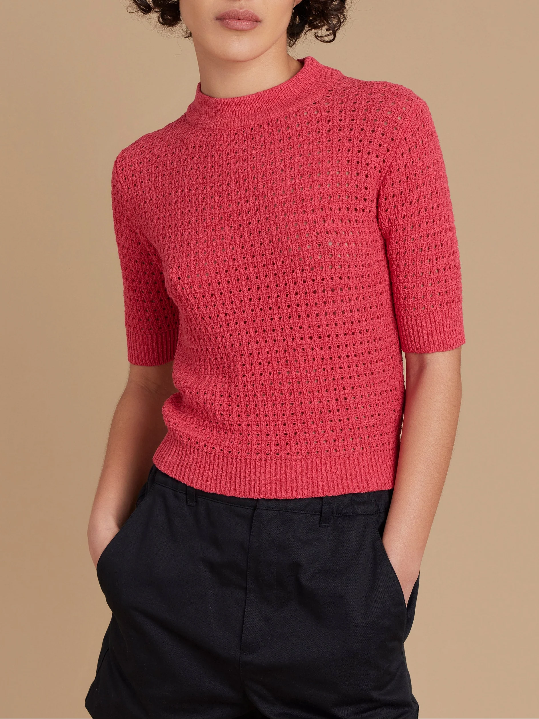 Pull Biscotte En Coton Rouge Drapeau - Femme - Image 2