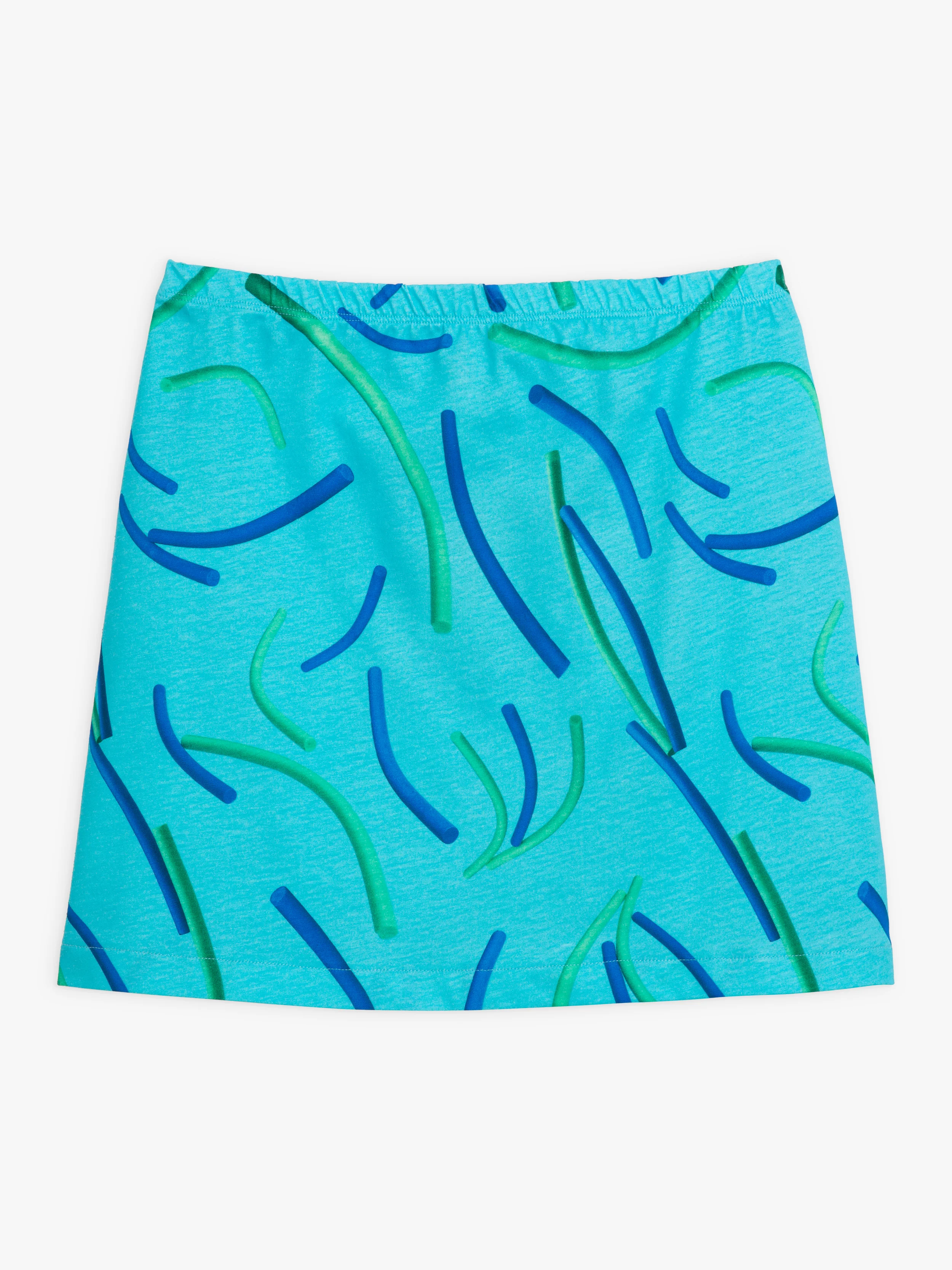 Jupe Sharon En Coton Imprimé "Les Frites Dans La Piscine" Bleue - Femme - Image 2