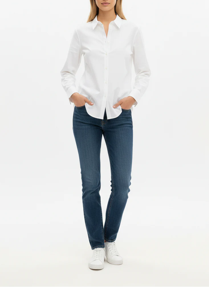 Chemise Blanche Vincent En Crépon De Coton Sérigraphie - Femme