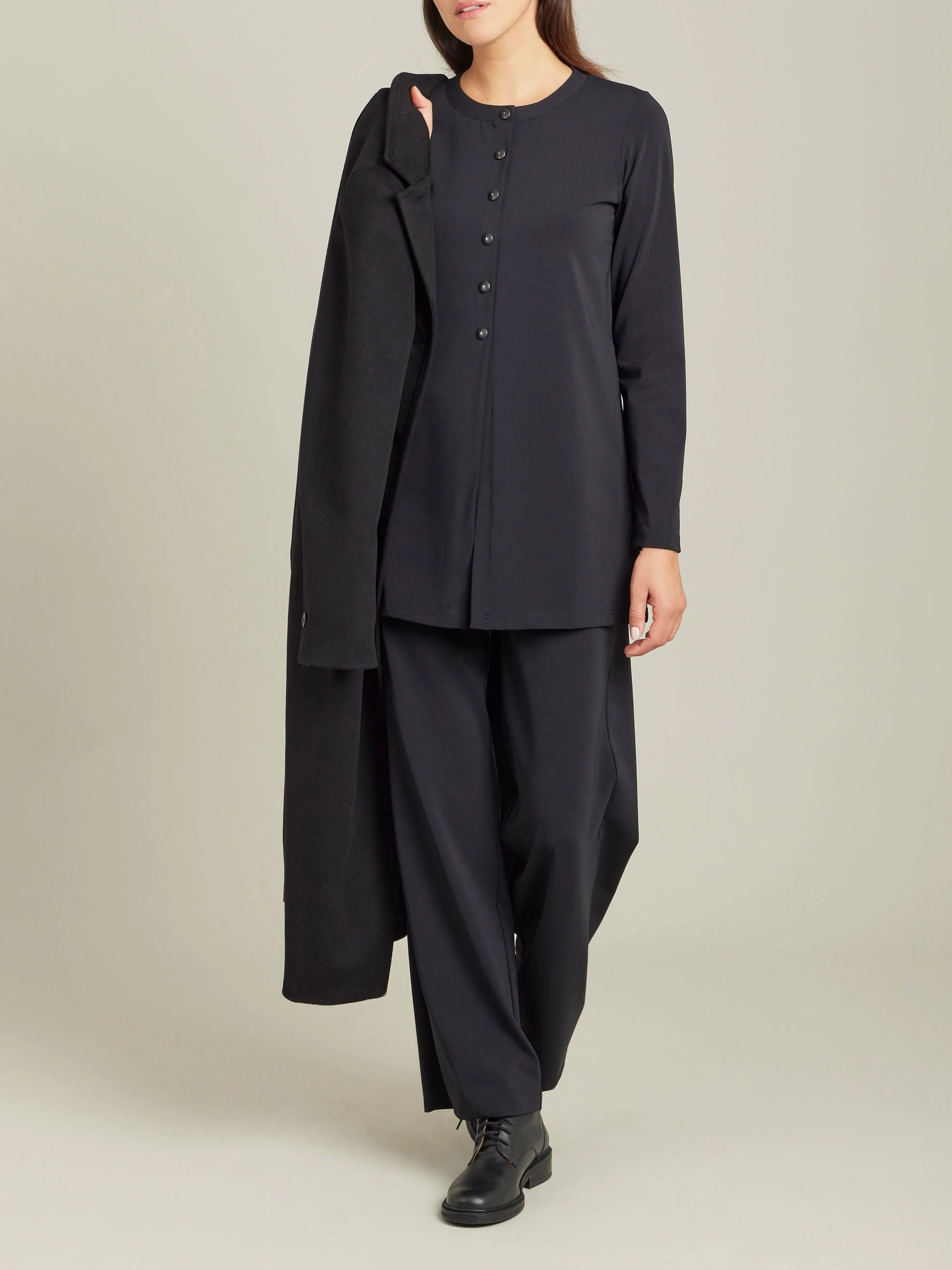 Cardigan Pression Long Noir - Femme
