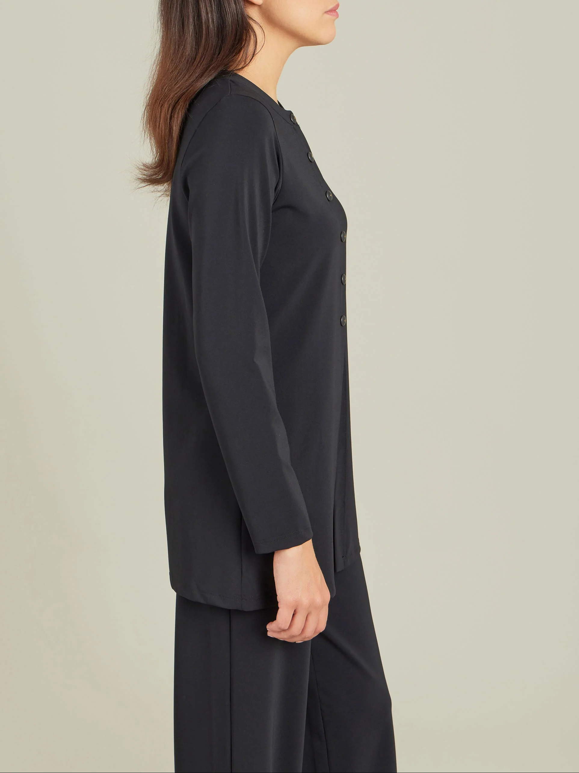 Cardigan Pression Long Noir - Femme - Image 3