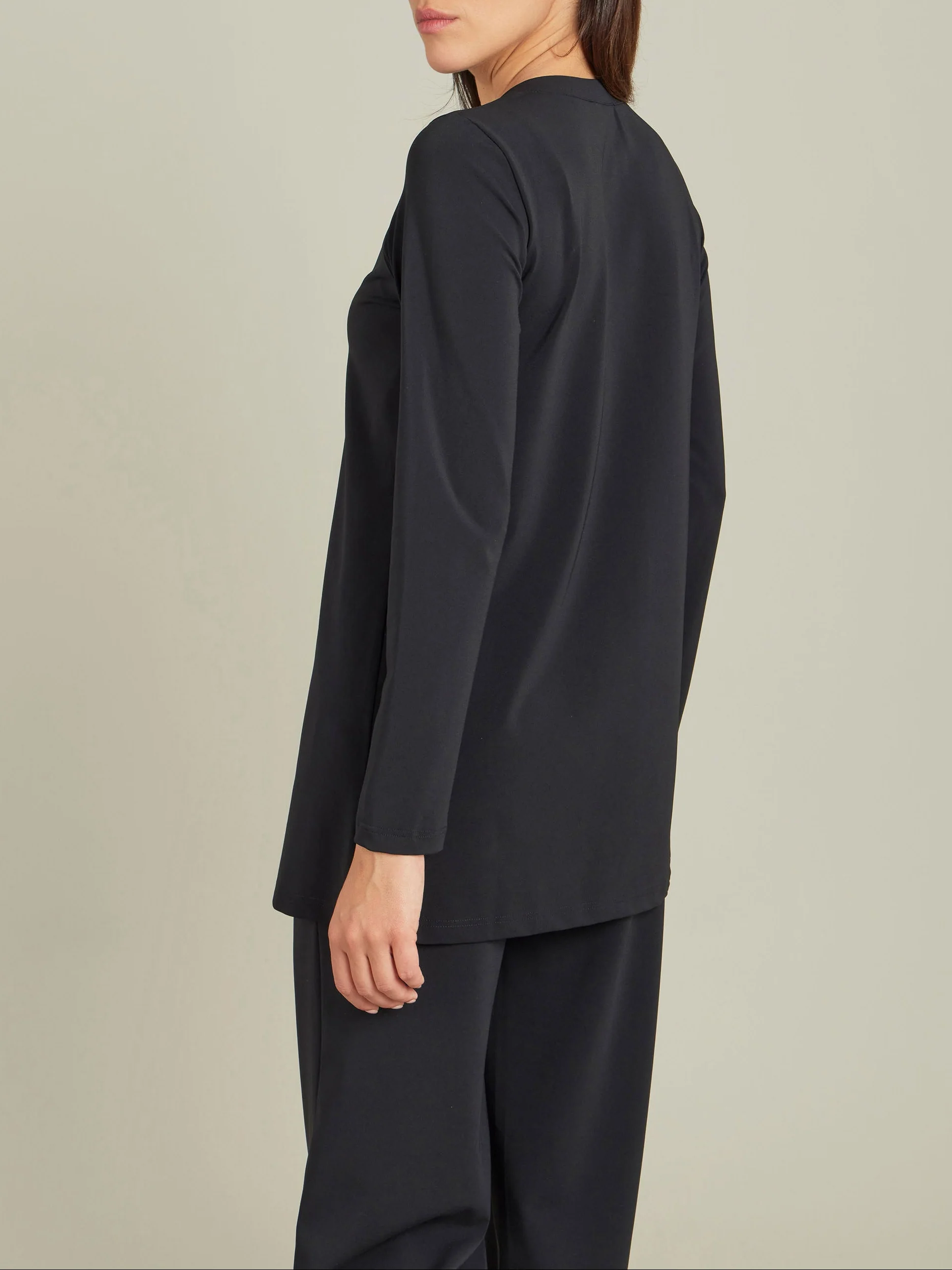 Cardigan Pression Long Noir - Femme - Image 4