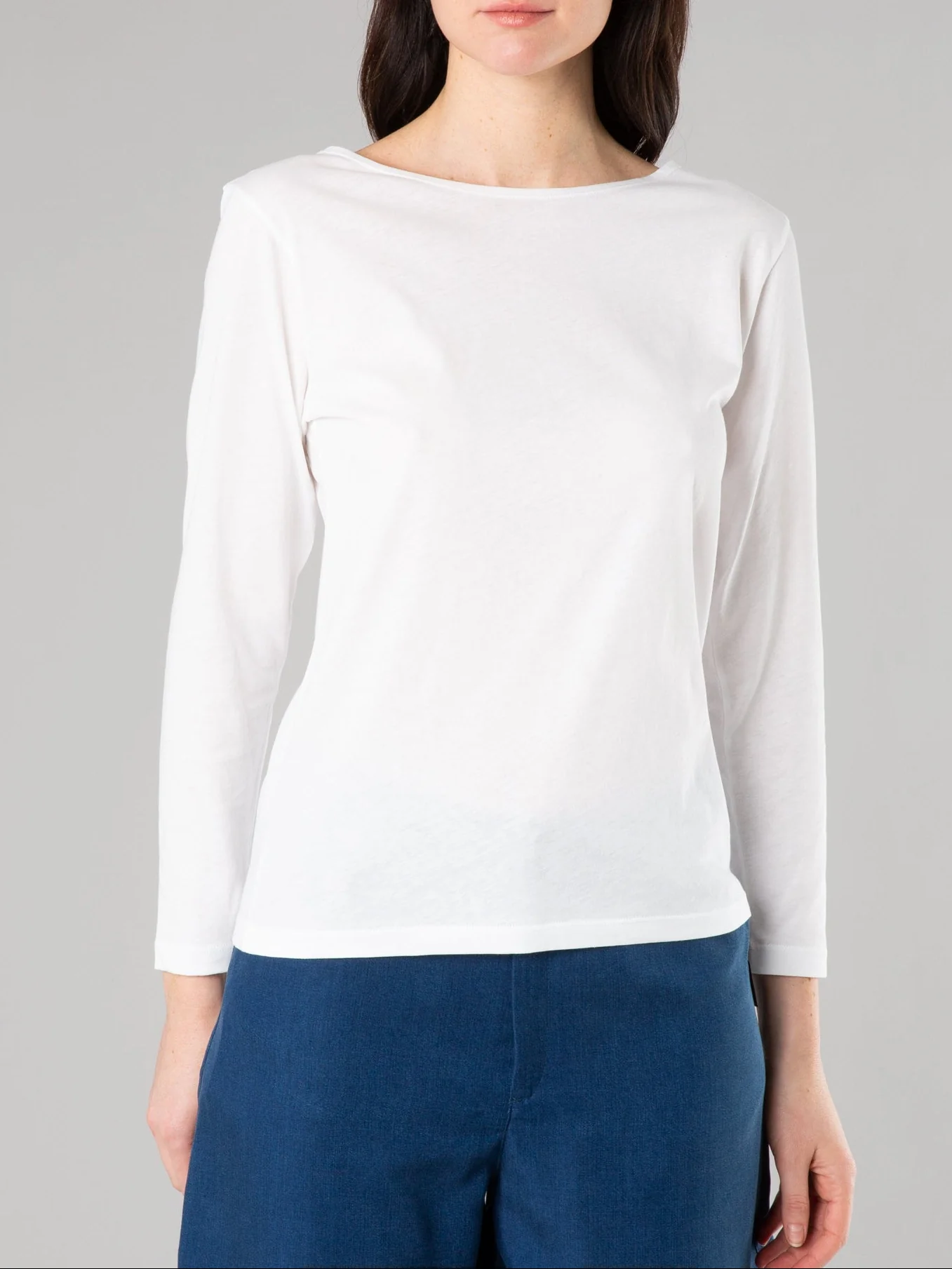 T-Shirt New Bow Manches Longues En Coton Blanc - Femme