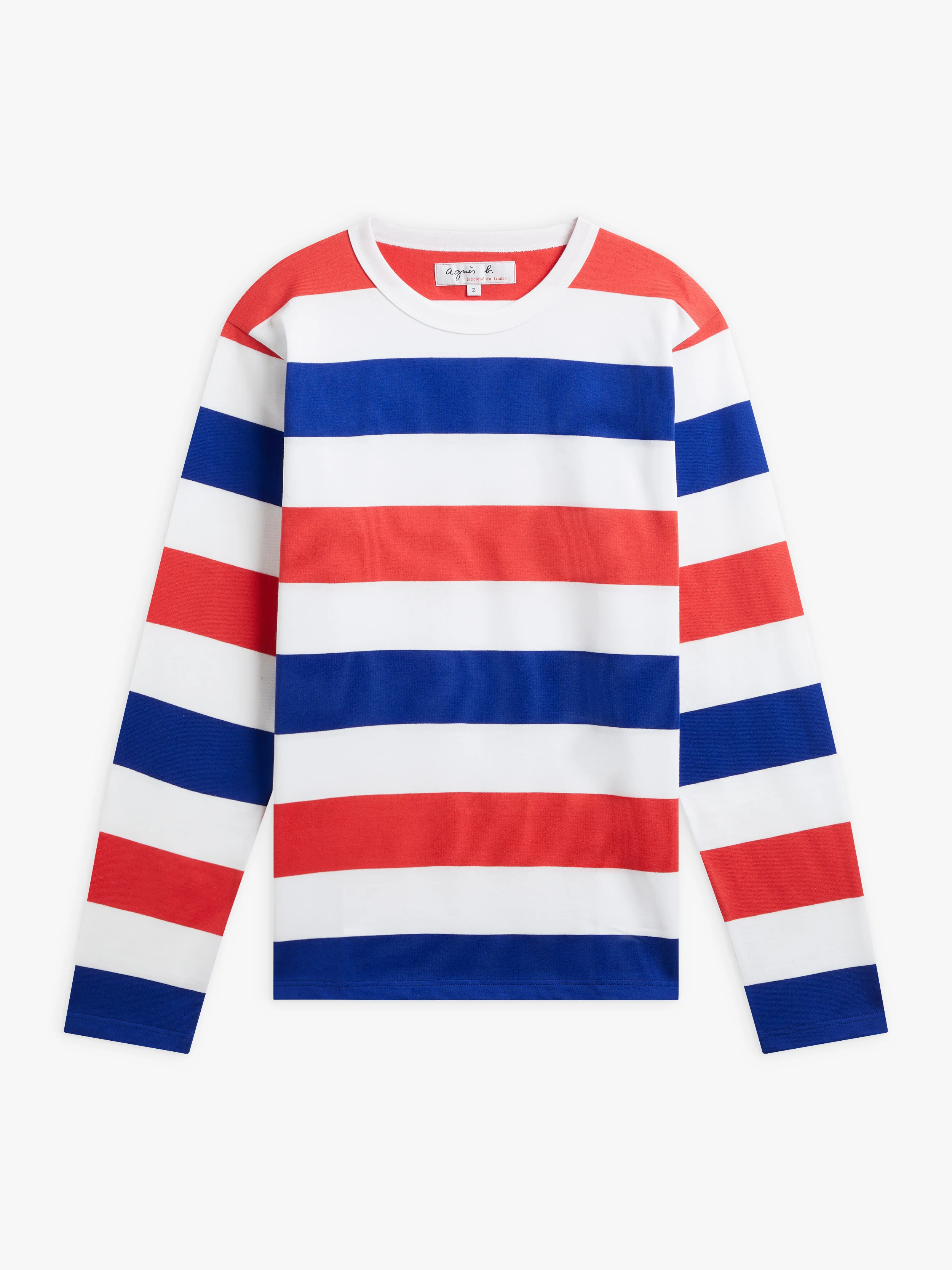 T-Shirt New Coulos En Jersey De Coton À Rayures Bleu Blanc Rouge - Homme
