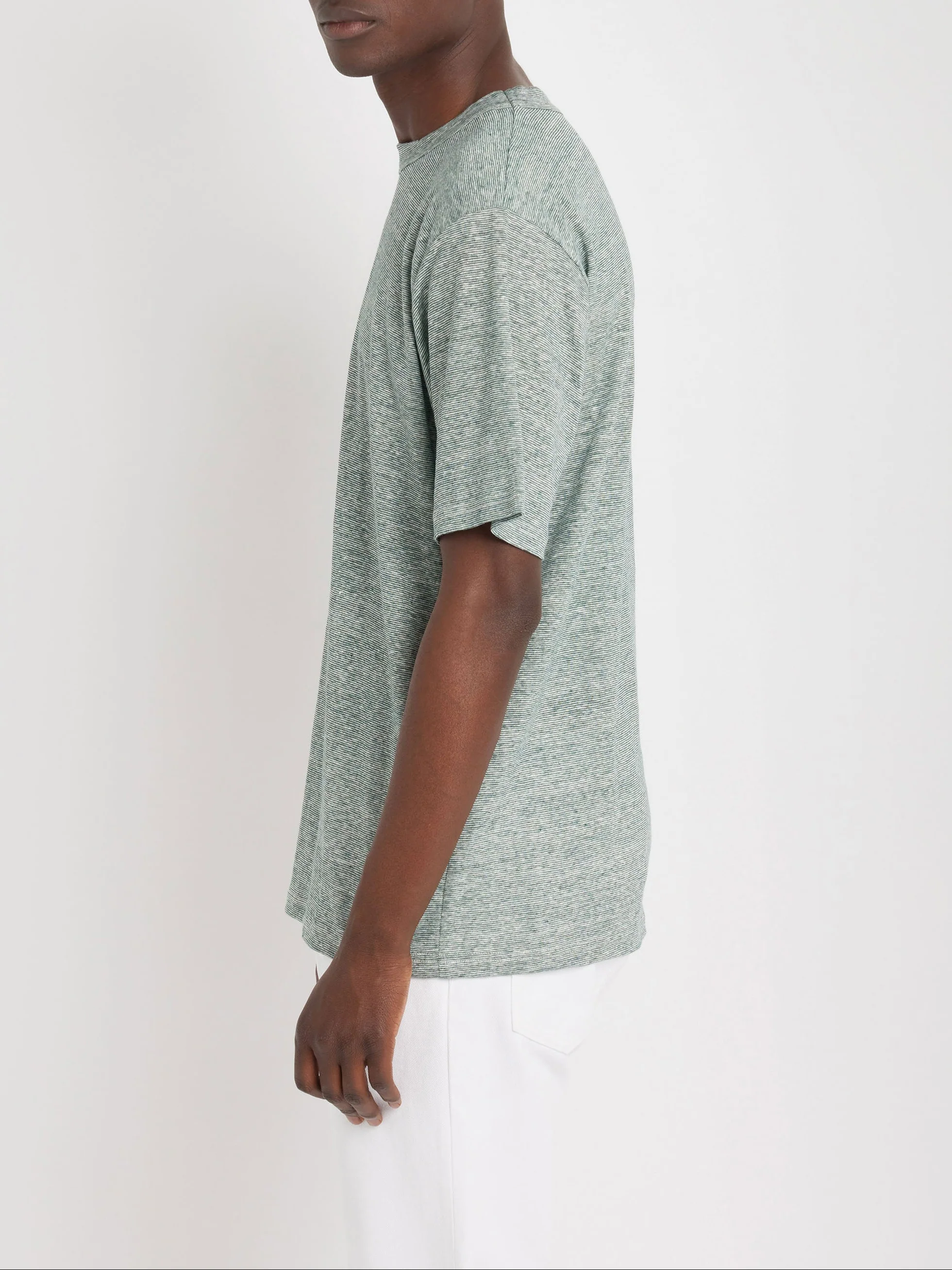 T-Shirt Mark En Jersey De Lin À Rayures Vert - Homme - Image 3
