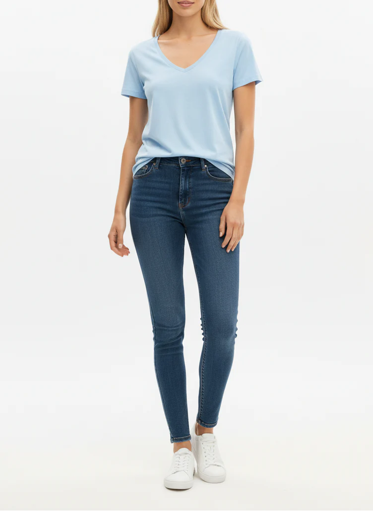 T-Shirt Harpe En Jersey De Coton Bleu - Femme