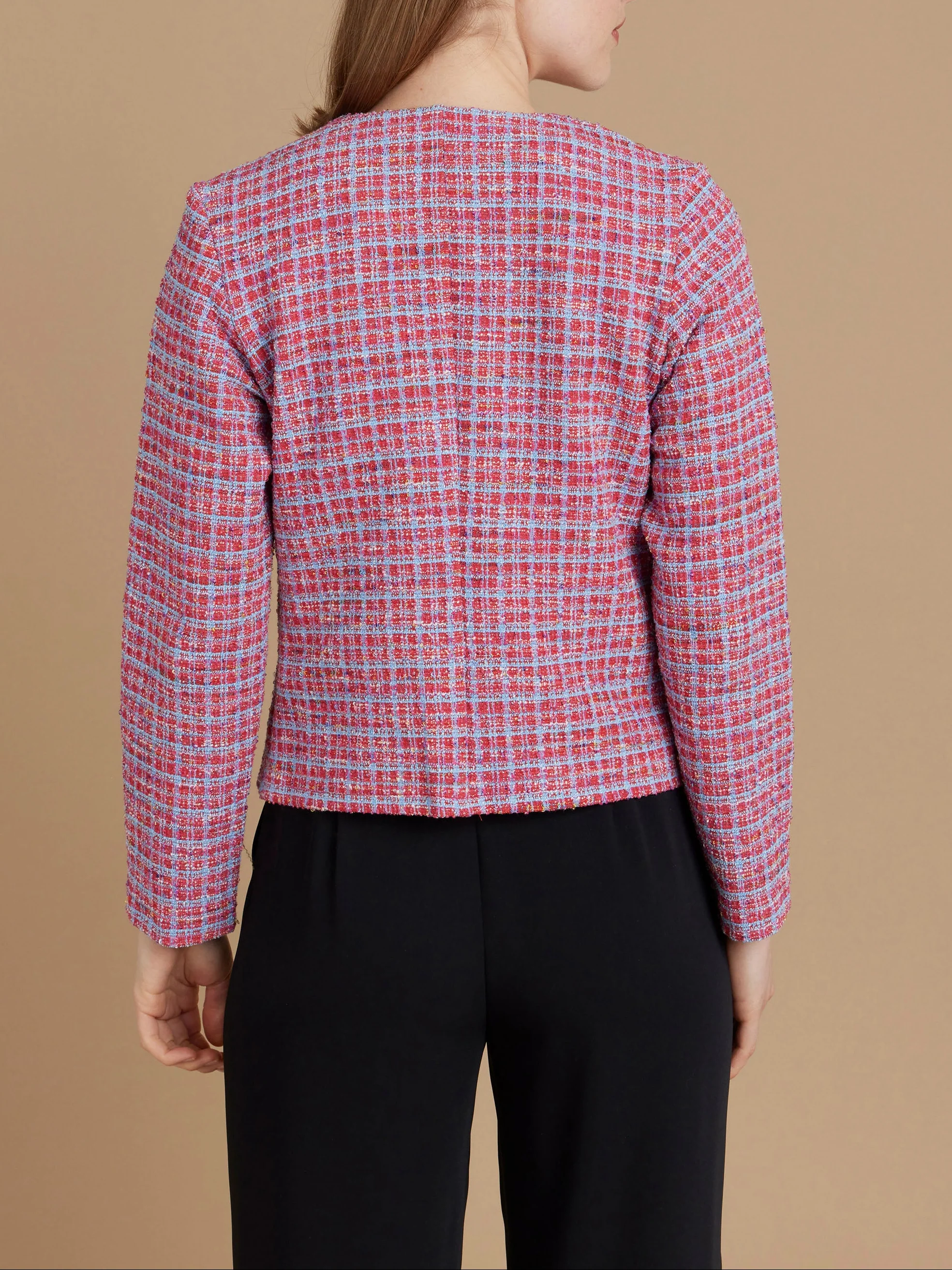 Veste Illy En Coton Tweedé À Carreaux Rouge Egee - Femme - Image 3