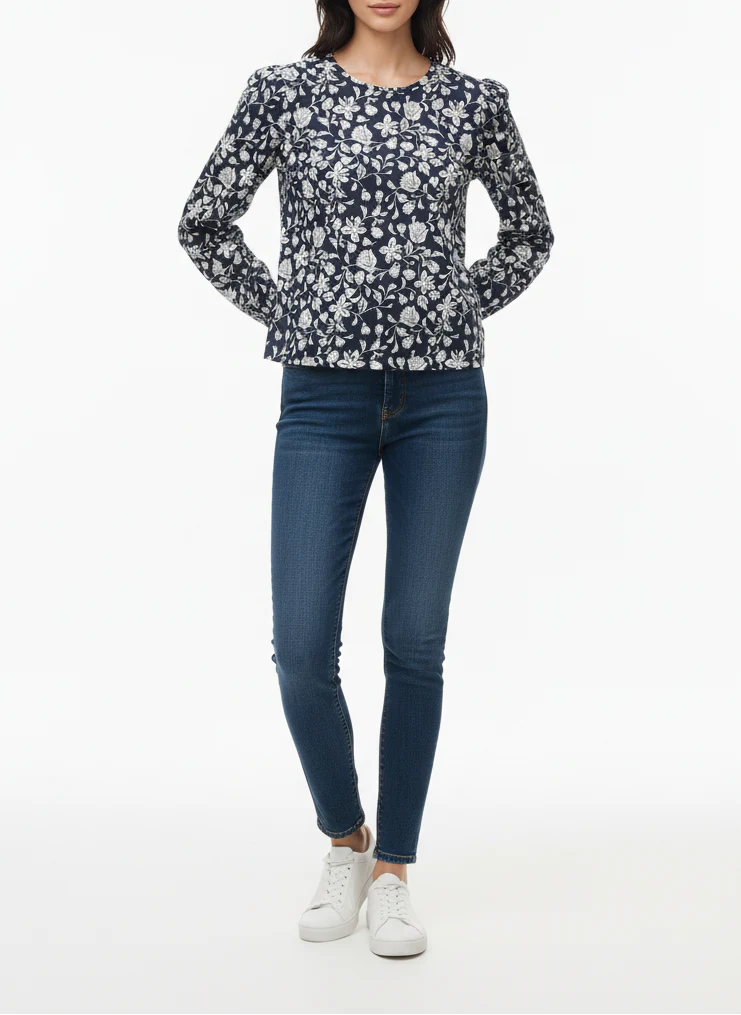 Haut En Coton Imprimé Fleurs Bleu Parker - Femme