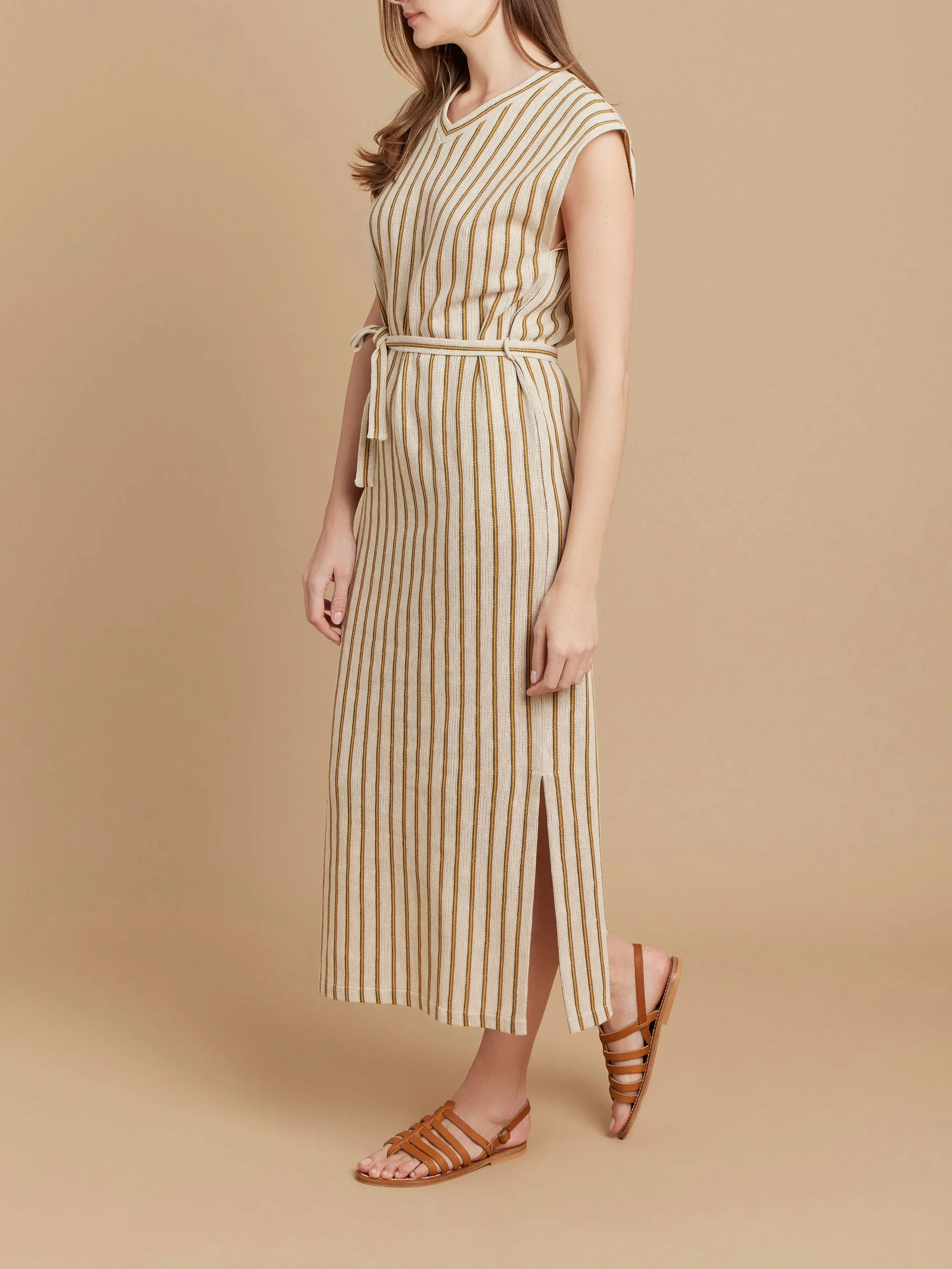 Robe Arima En Jersey De Coton À Rayures Beige Dune - Femme - Image 3