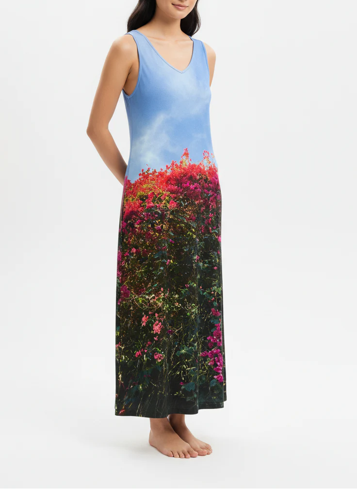 Robe Onde Numérisé « Le Bougainvillier » - Femme