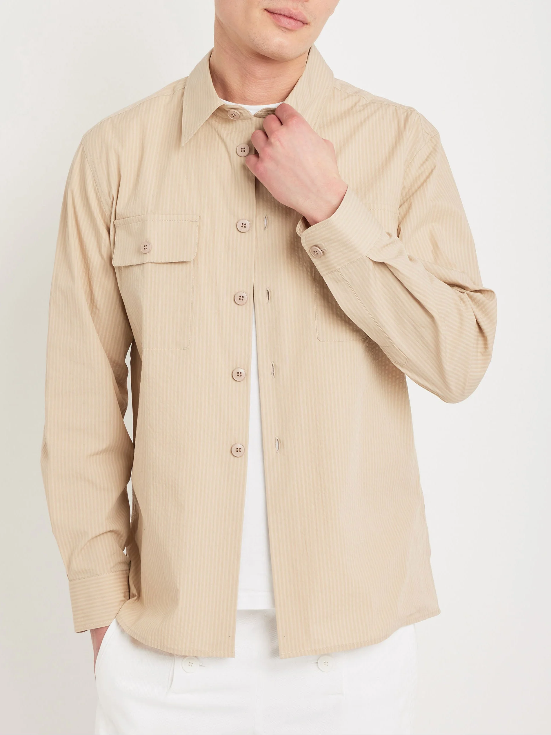 Surchemise En Crépon De Coton Beige - Homme