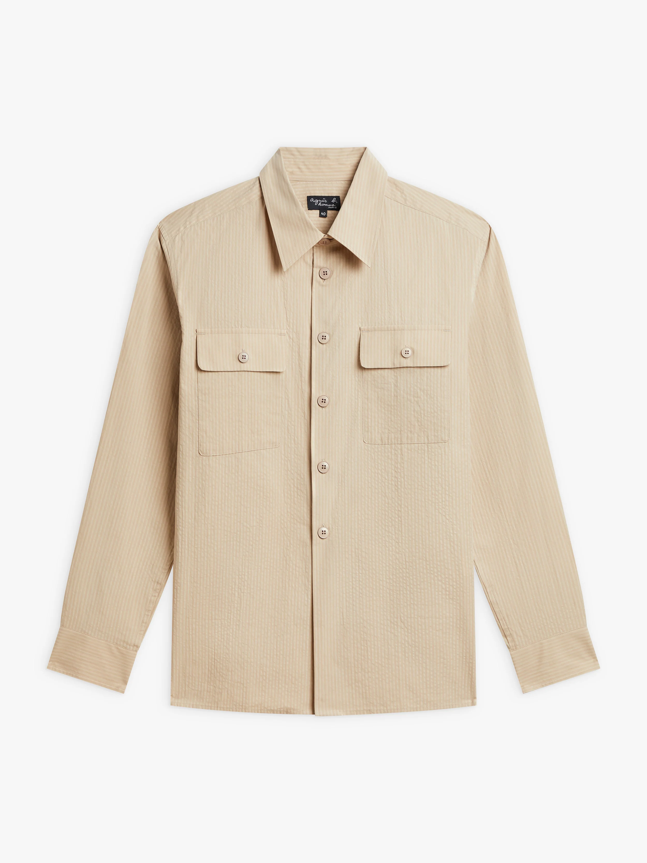Surchemise En Crépon De Coton Beige - Homme - Image 2