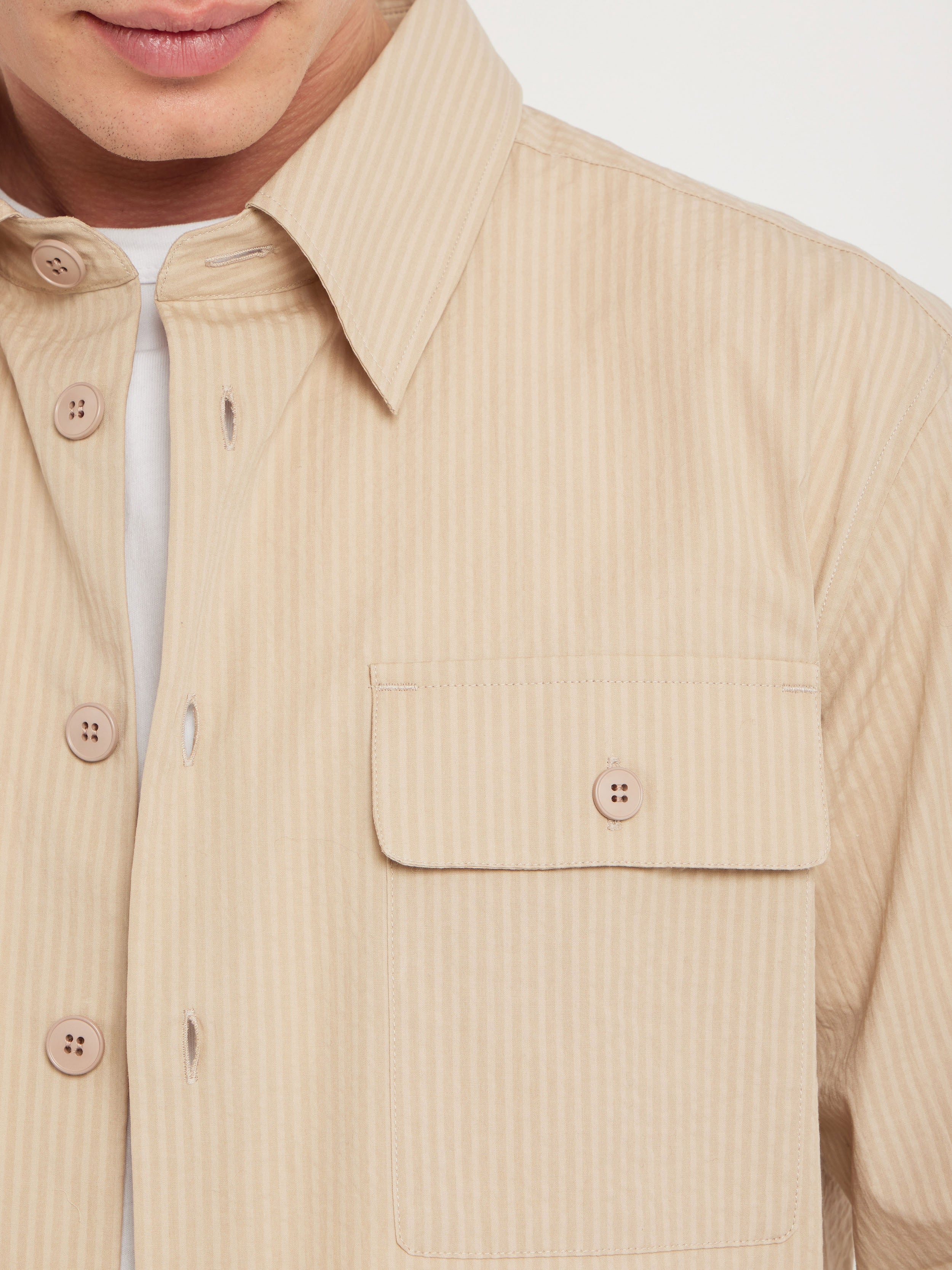 Surchemise En Crépon De Coton Beige - Homme - Image 5