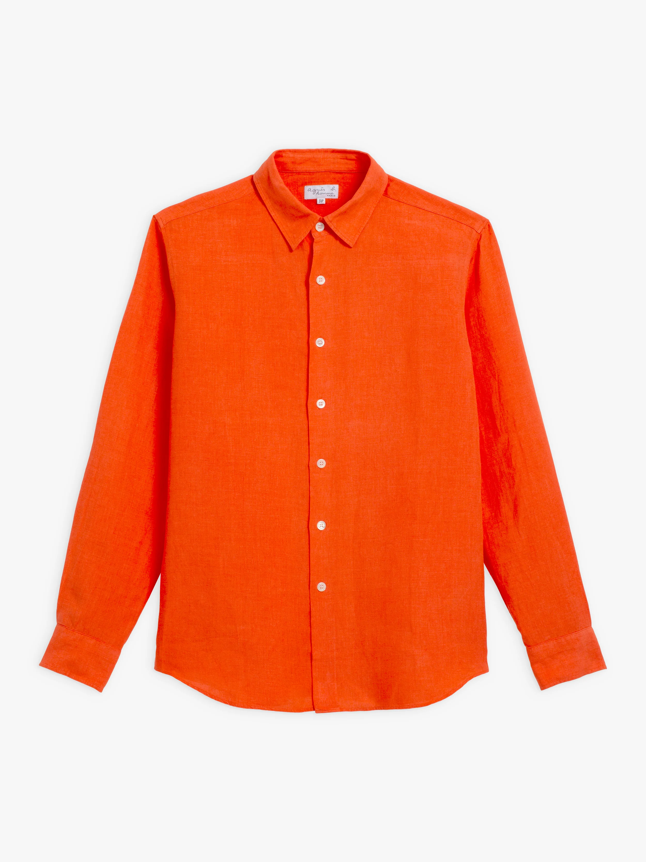 Chemise André En Toile De Lin Orange - Homme - Image 2