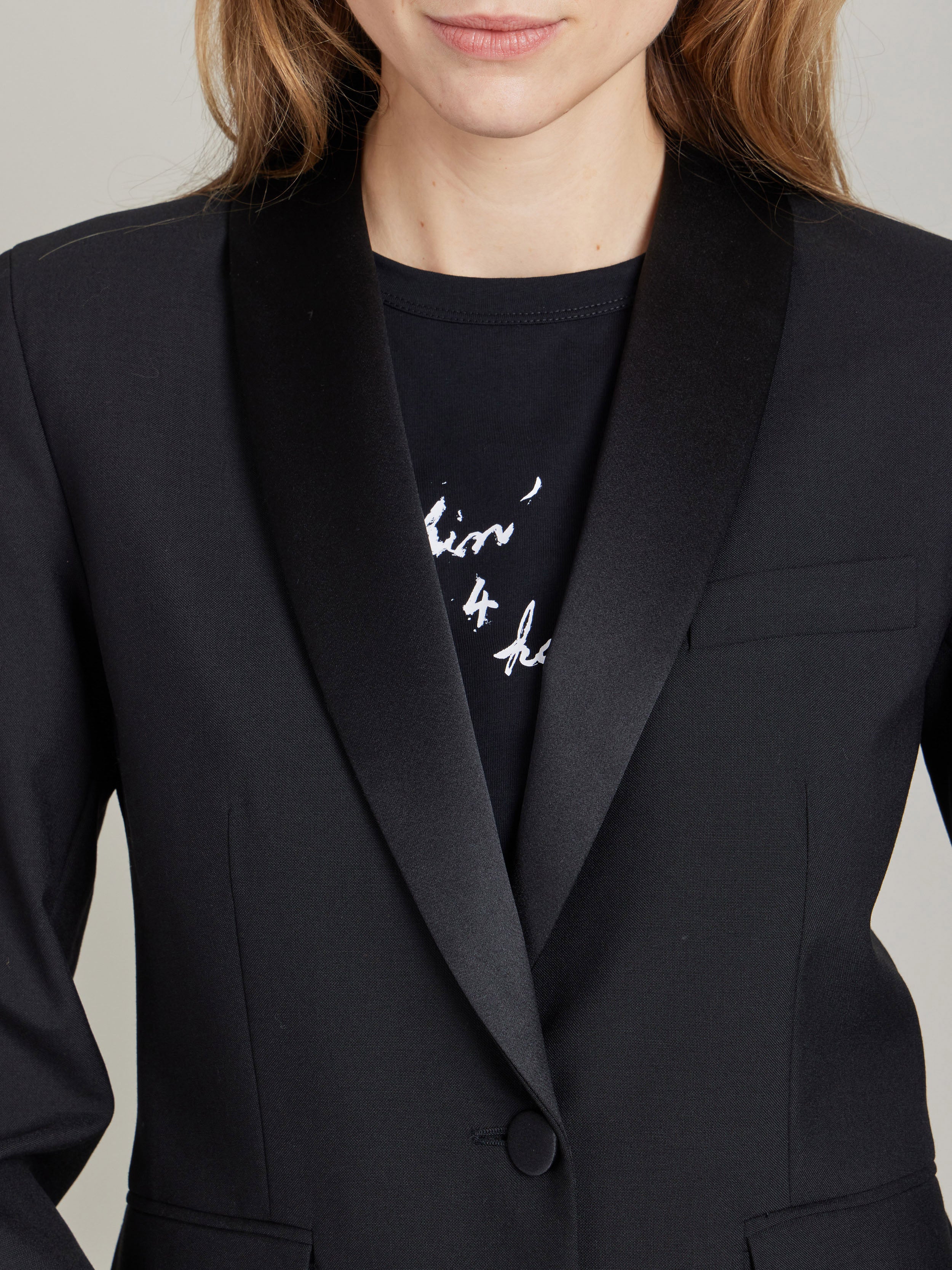 Veste Smoking Daphne En Toile De Laine Noir - Femme - Image 5