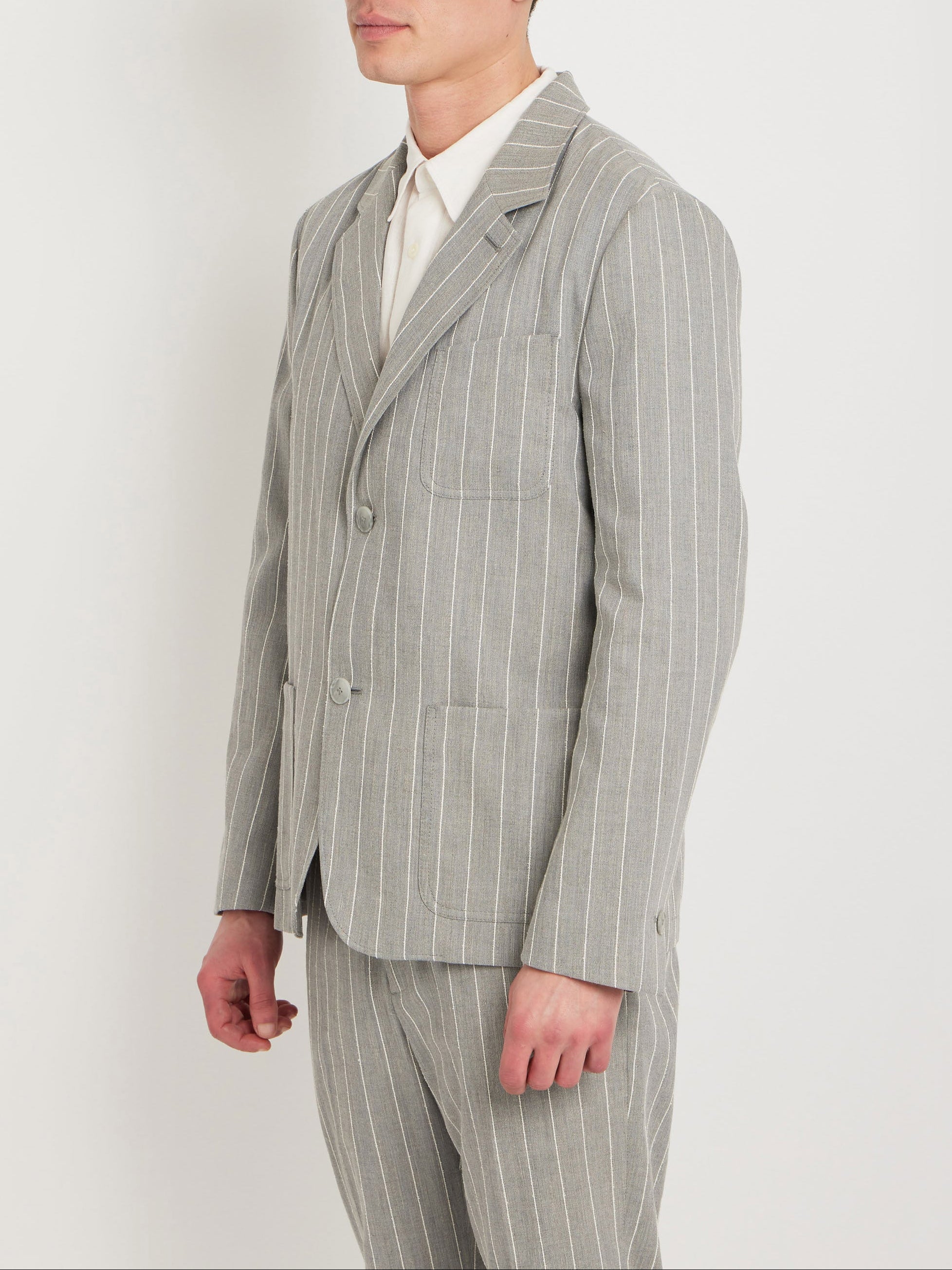 Veste Albert En Coton Gris Rayé - Homme
