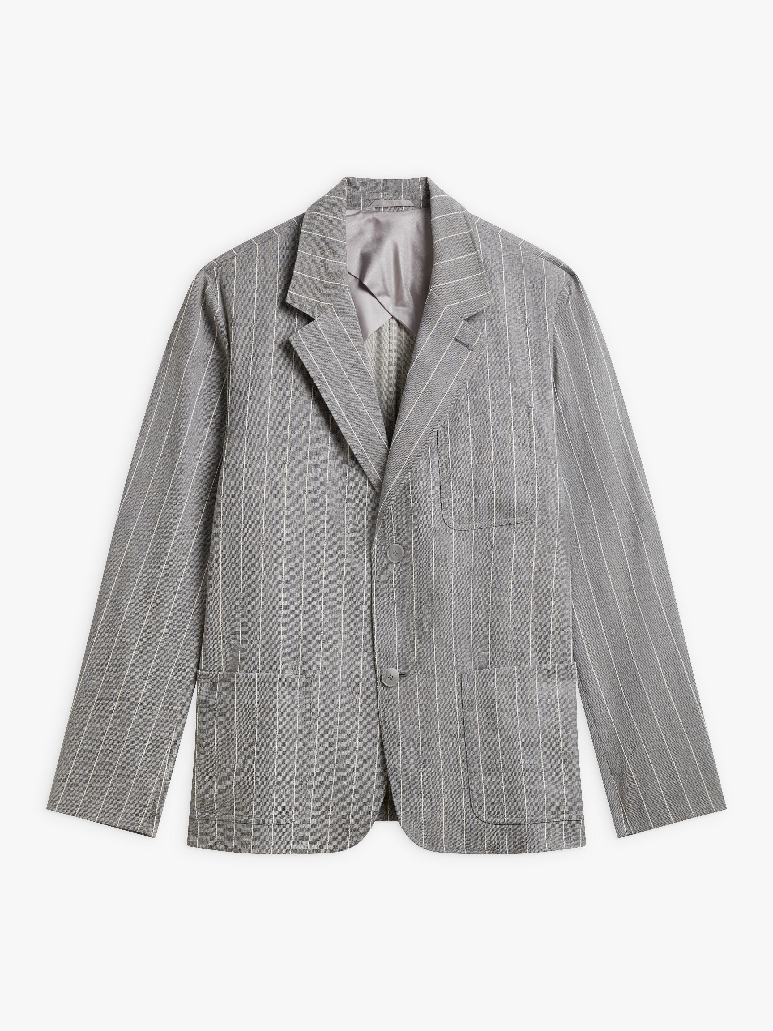 Veste Albert En Coton Gris Rayé - Homme - Image 2