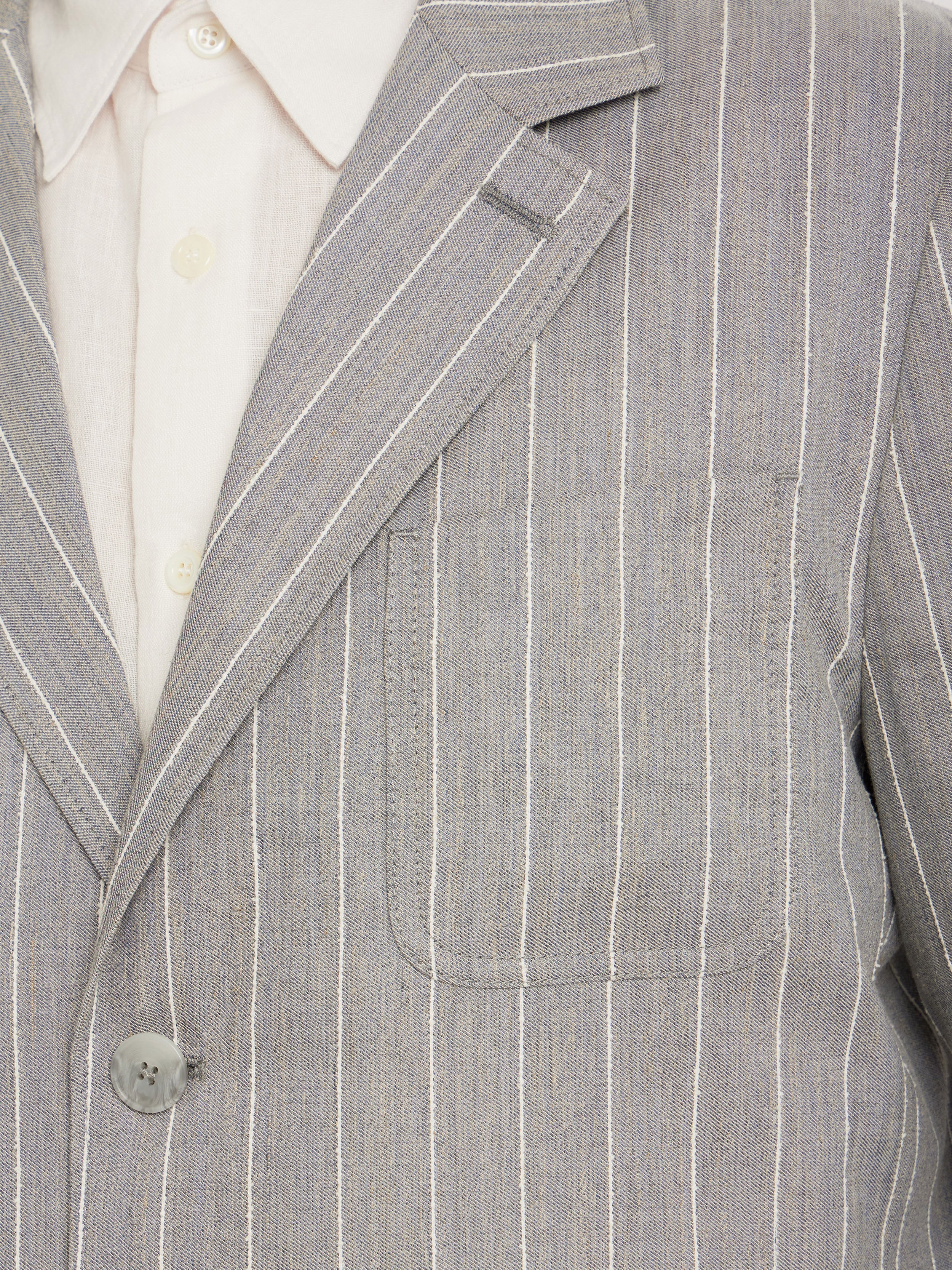 Veste Albert En Coton Gris Rayé - Homme - Image 3