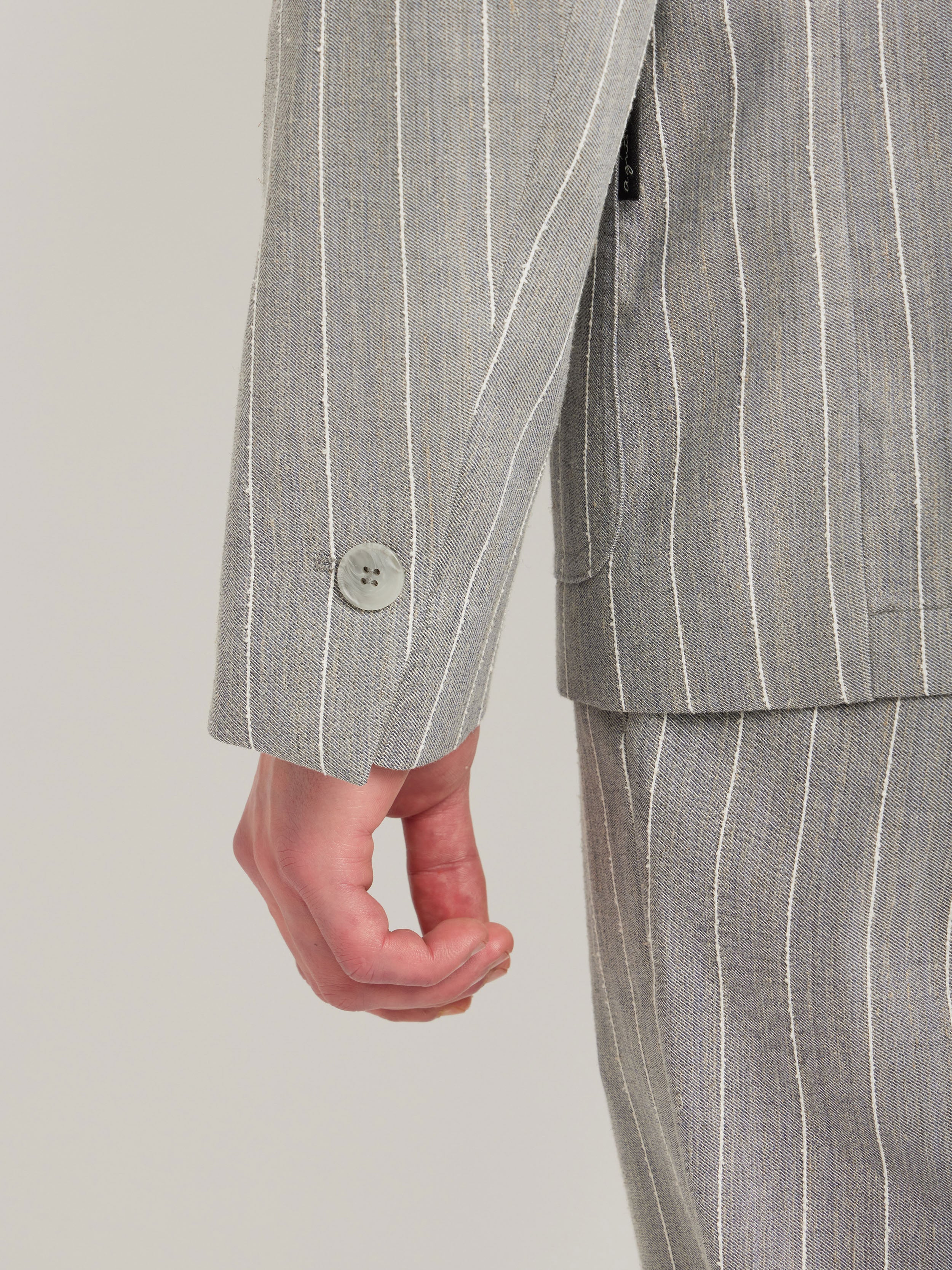 Veste Albert En Coton Gris Rayé - Homme - Image 4