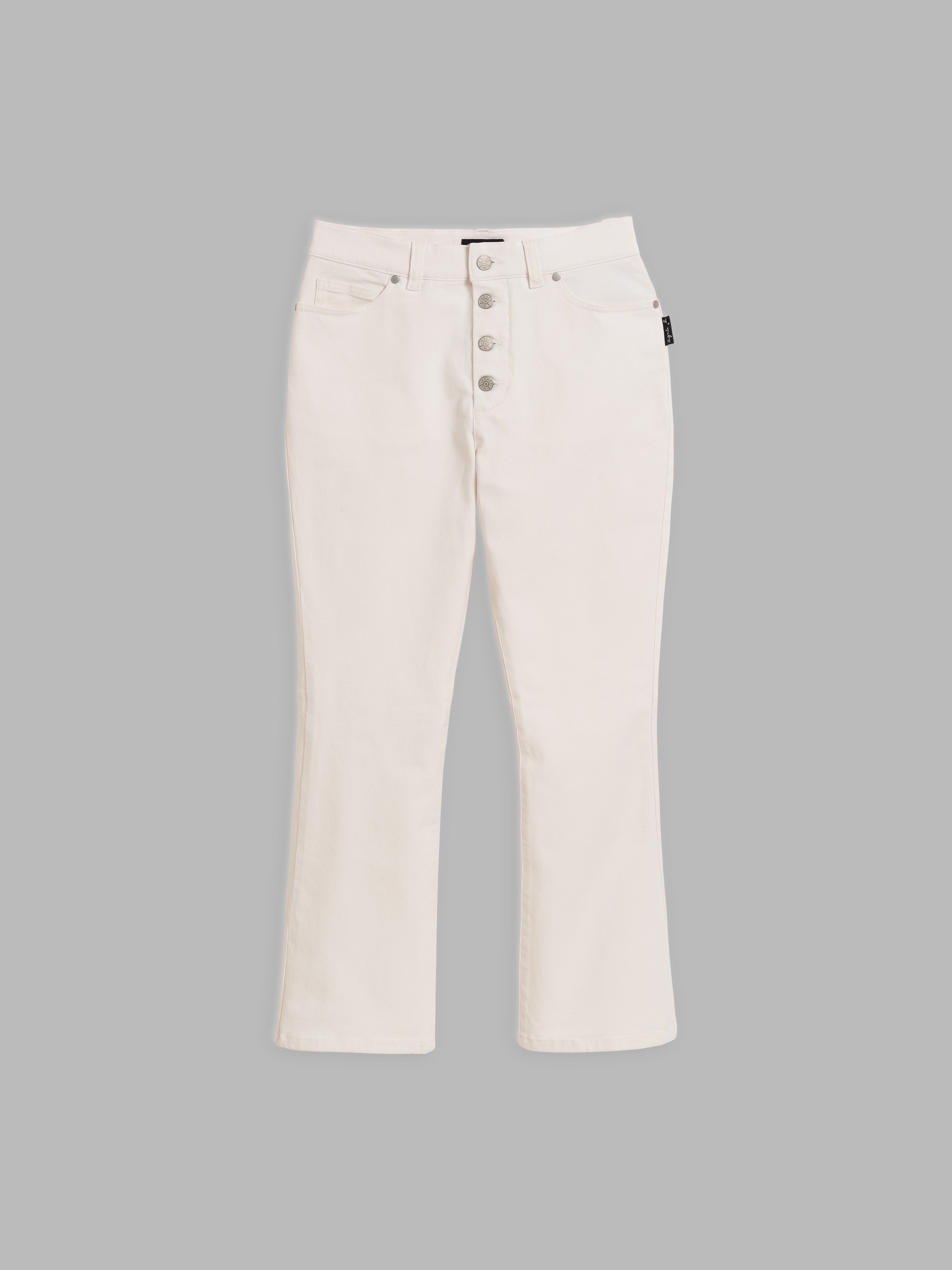 Jean'S En Coton Bas Évasé Blanc - Femme - Image 2