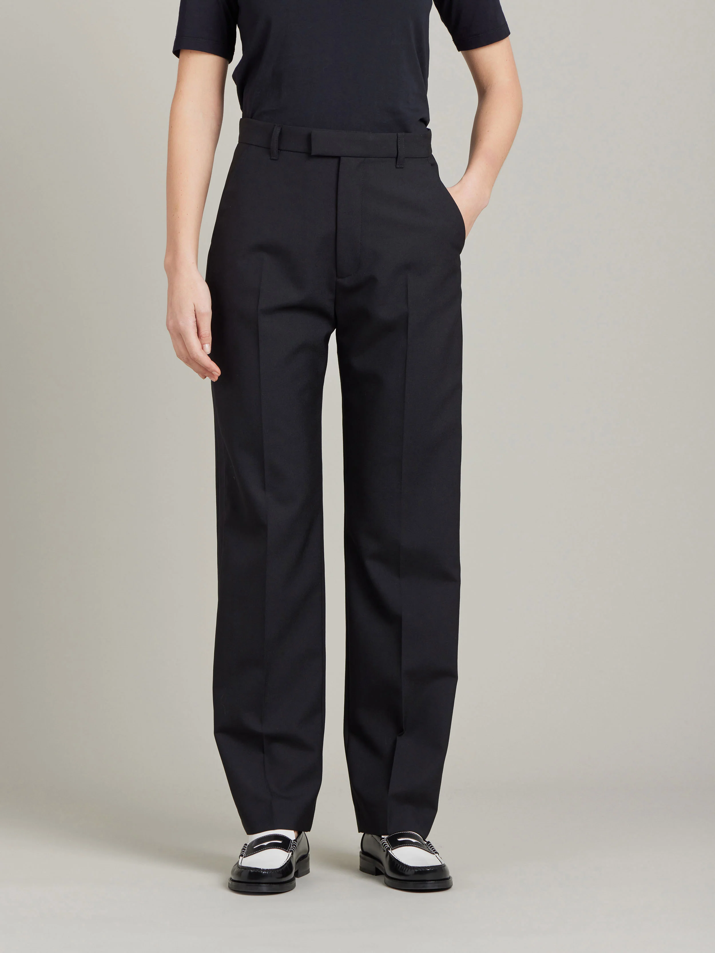 Pantalon Smoking Ameline En Toile De Laine Noir - Femme - Image 3