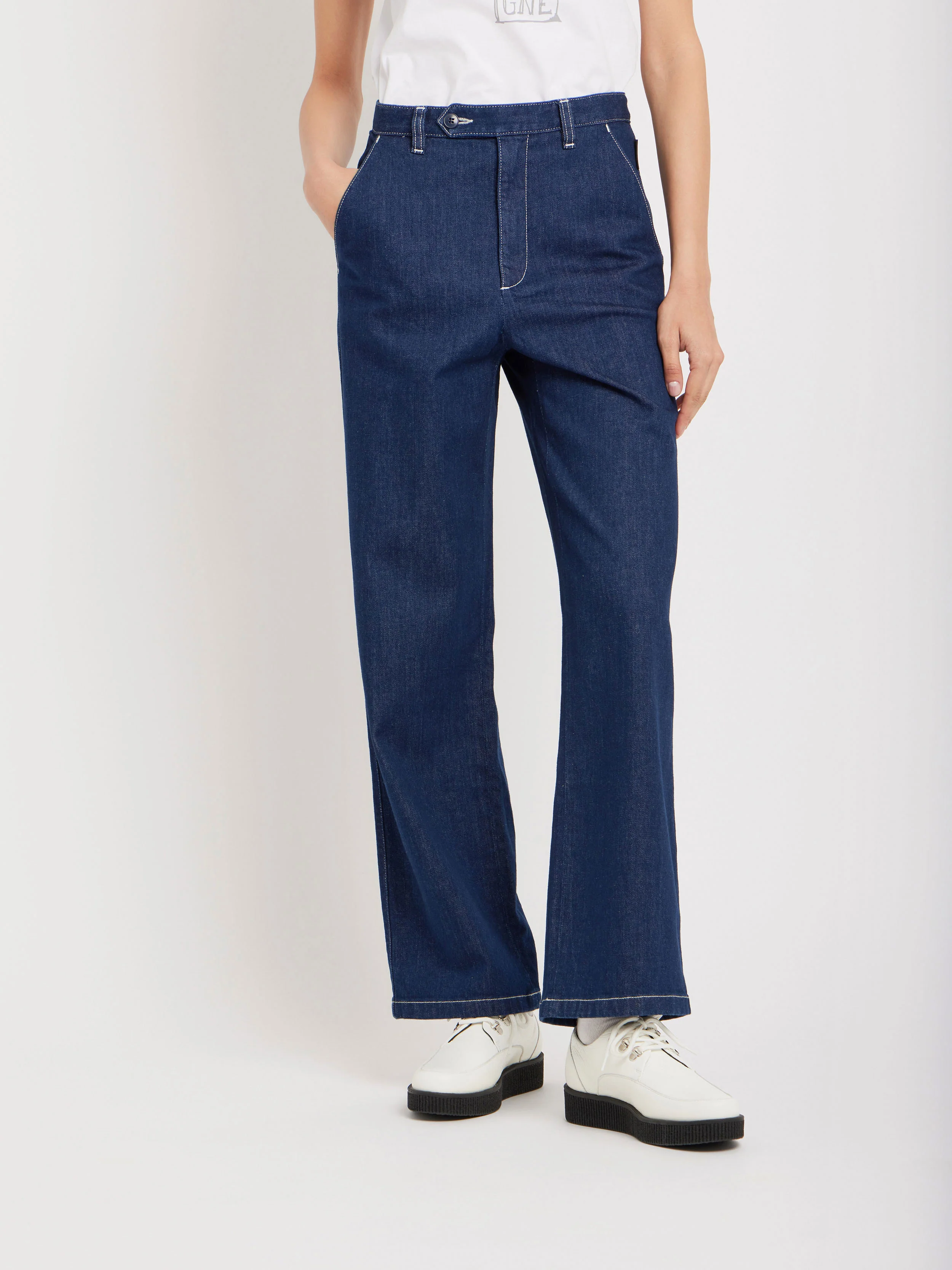 Pantalon Boy En Coton Denim - Femme - Image 3