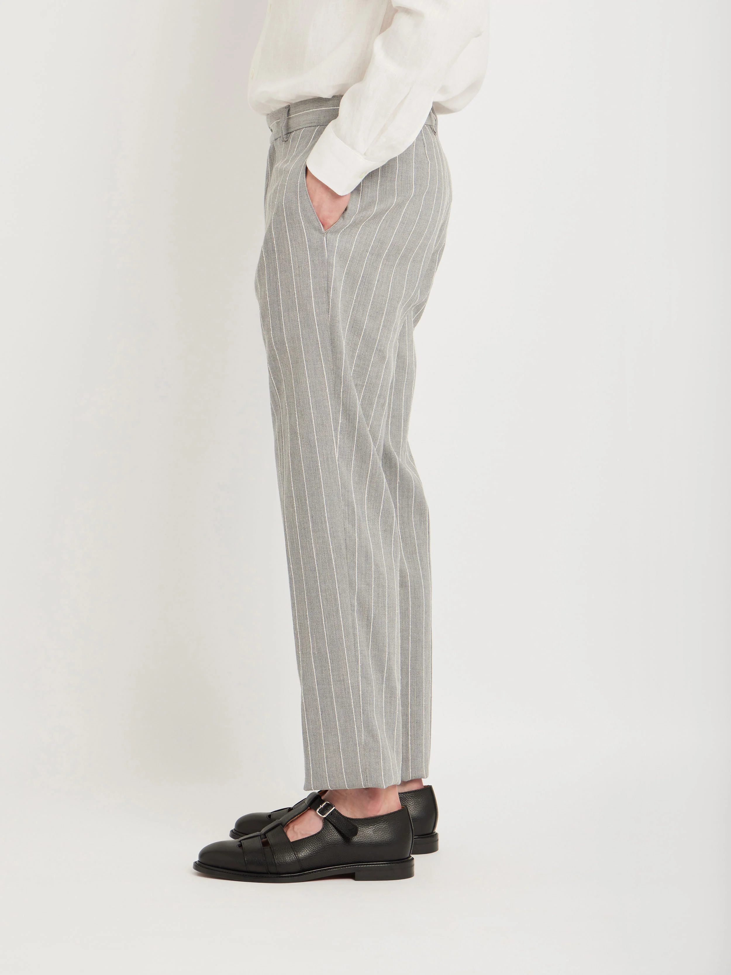 Pantalon Lucas En Coton À Rayures Gris - Homme - Image 4
