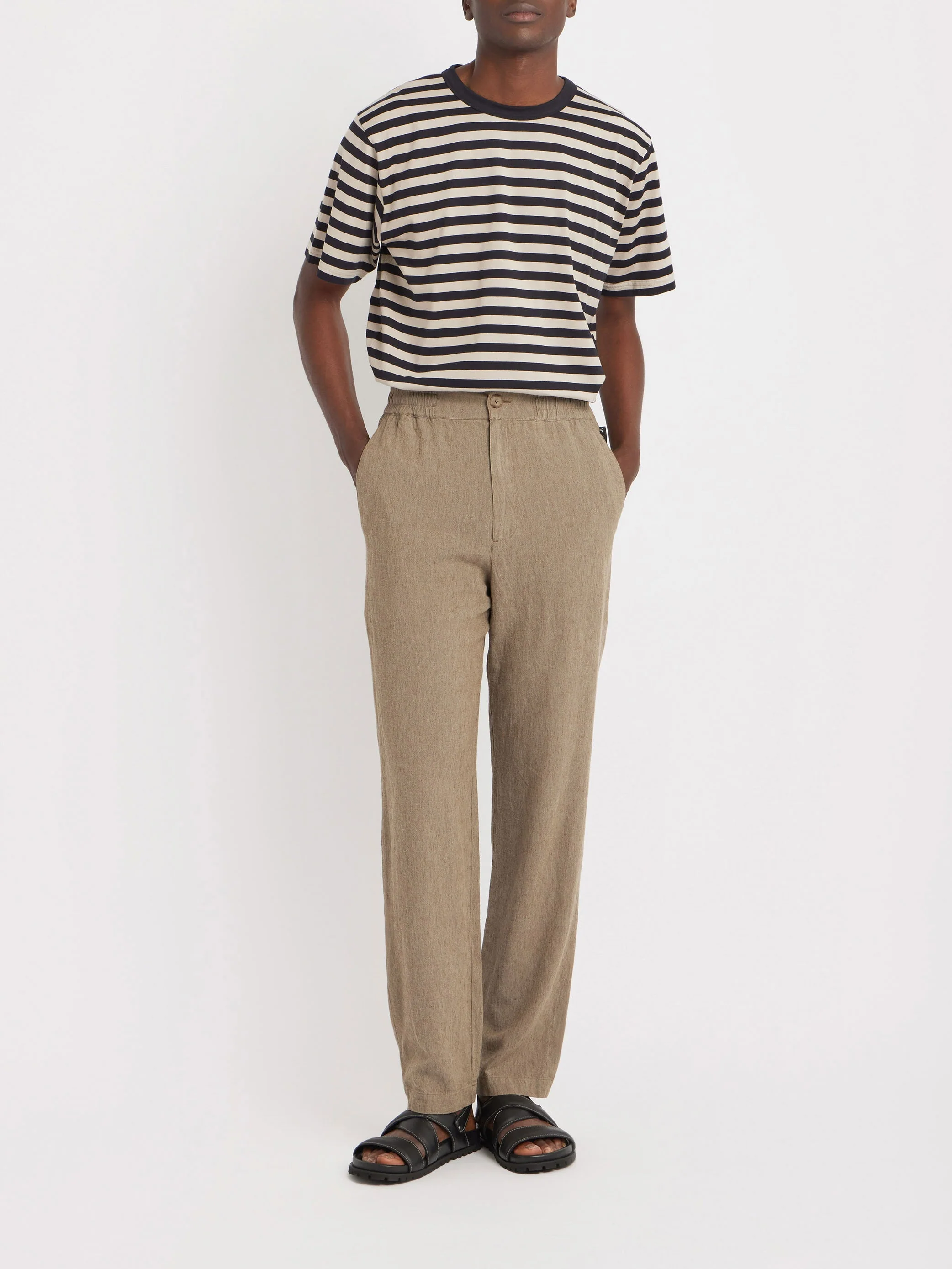 Pantalon En Lin Marron - Homme - Image 3