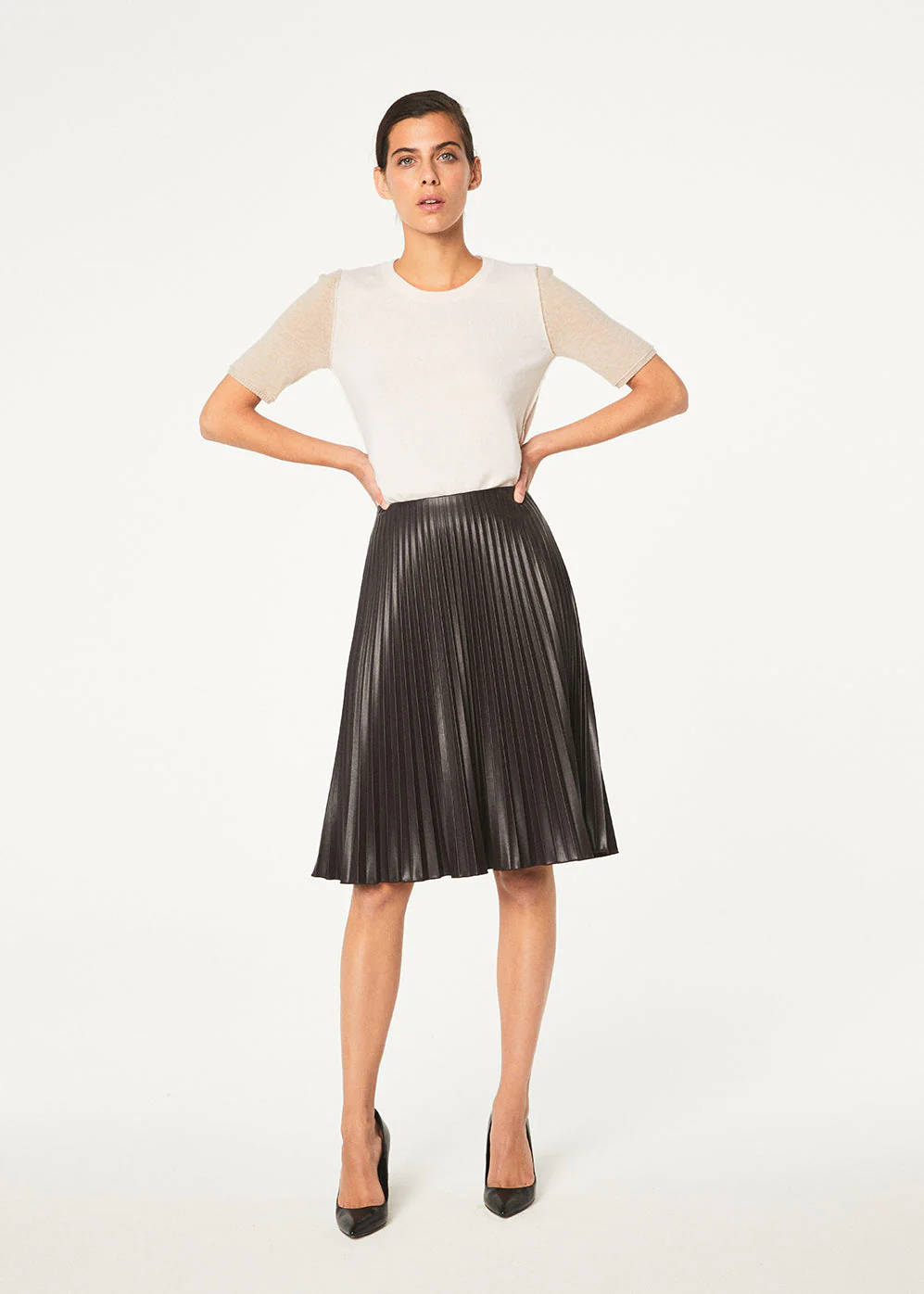 Jupe Plisse Faux Cuir