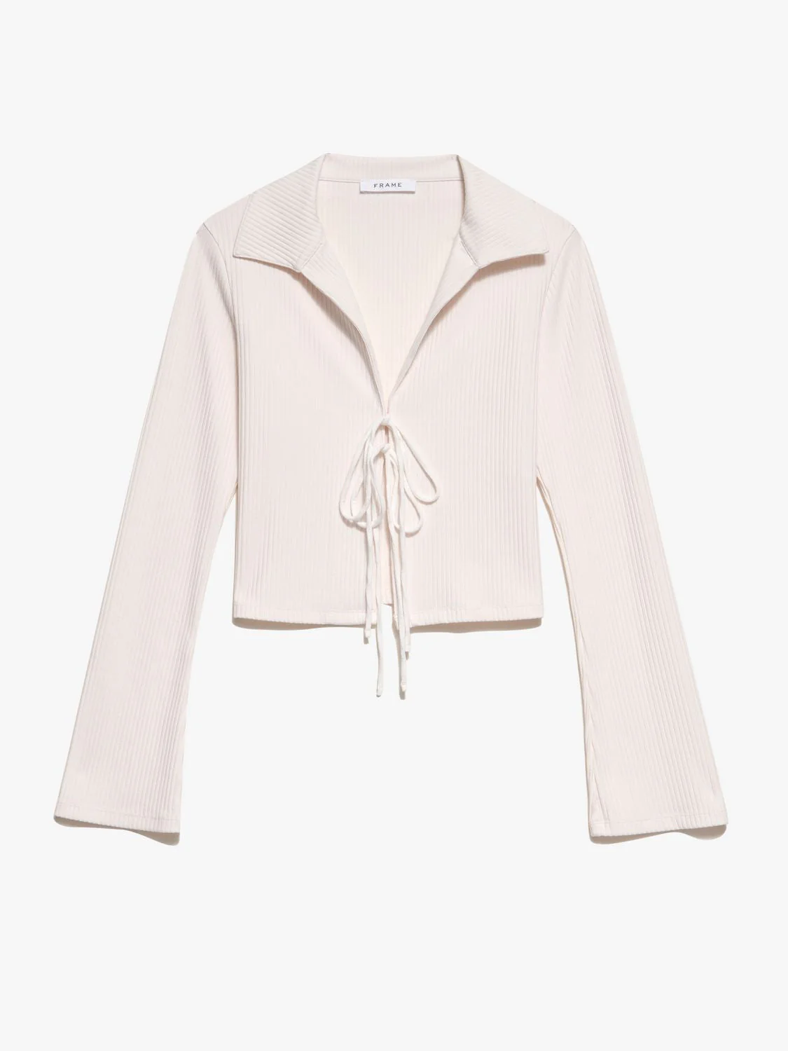 Top Bell Sleeve Rib Polo - Bone - Image 5