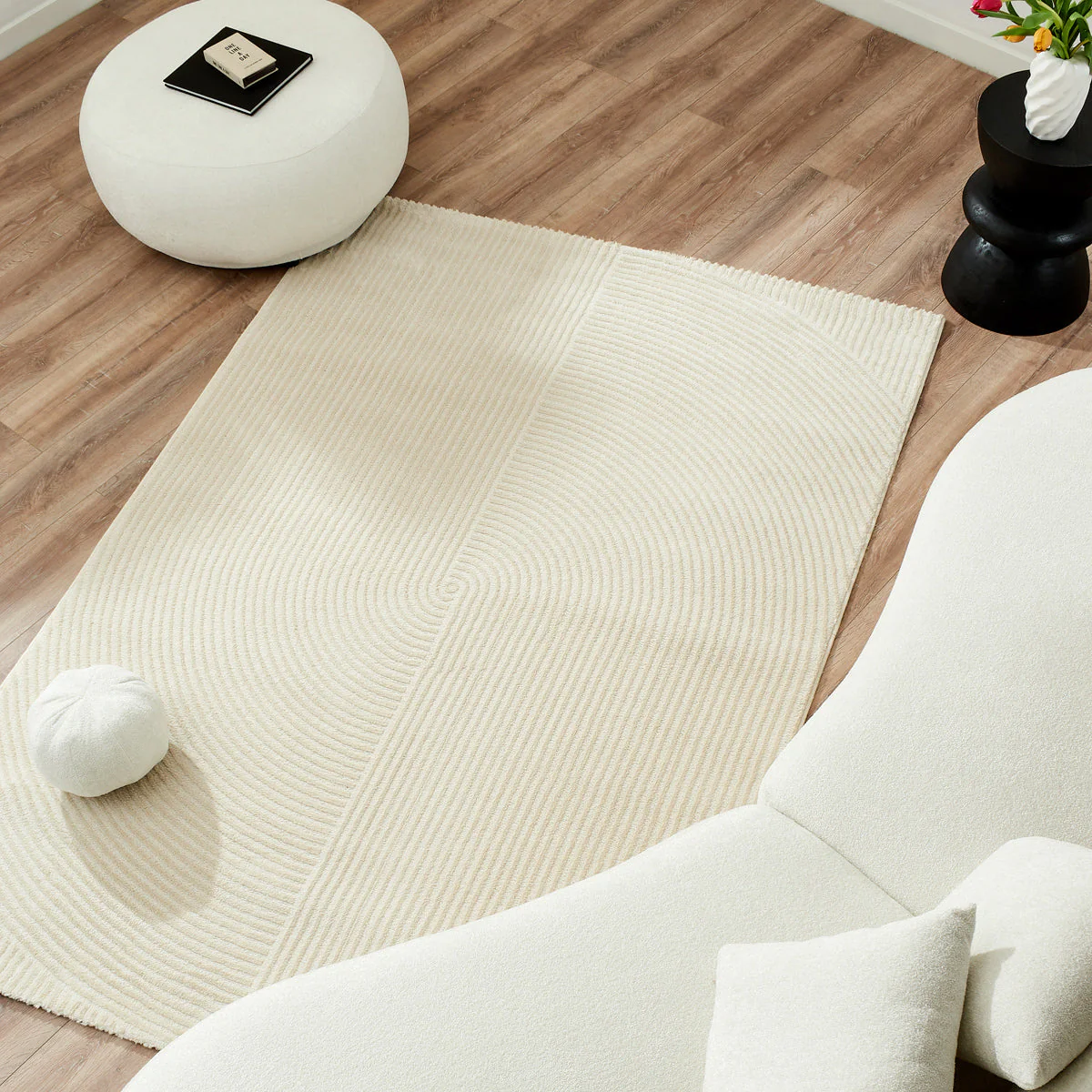 Tapis Bianca Moderne Crème À Relief