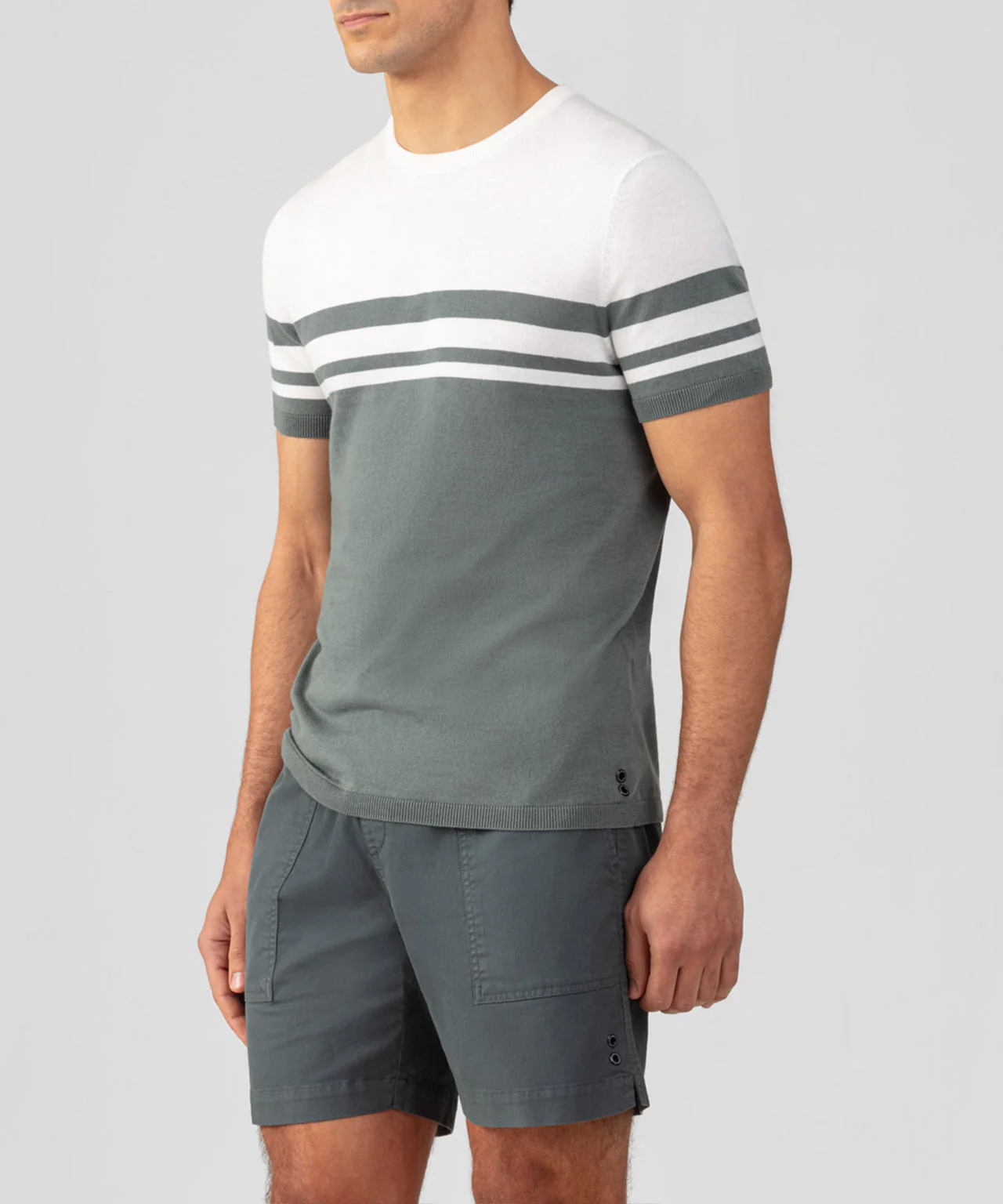 T-Shirt Bicolor Knitted - Green Shadow - Image 2