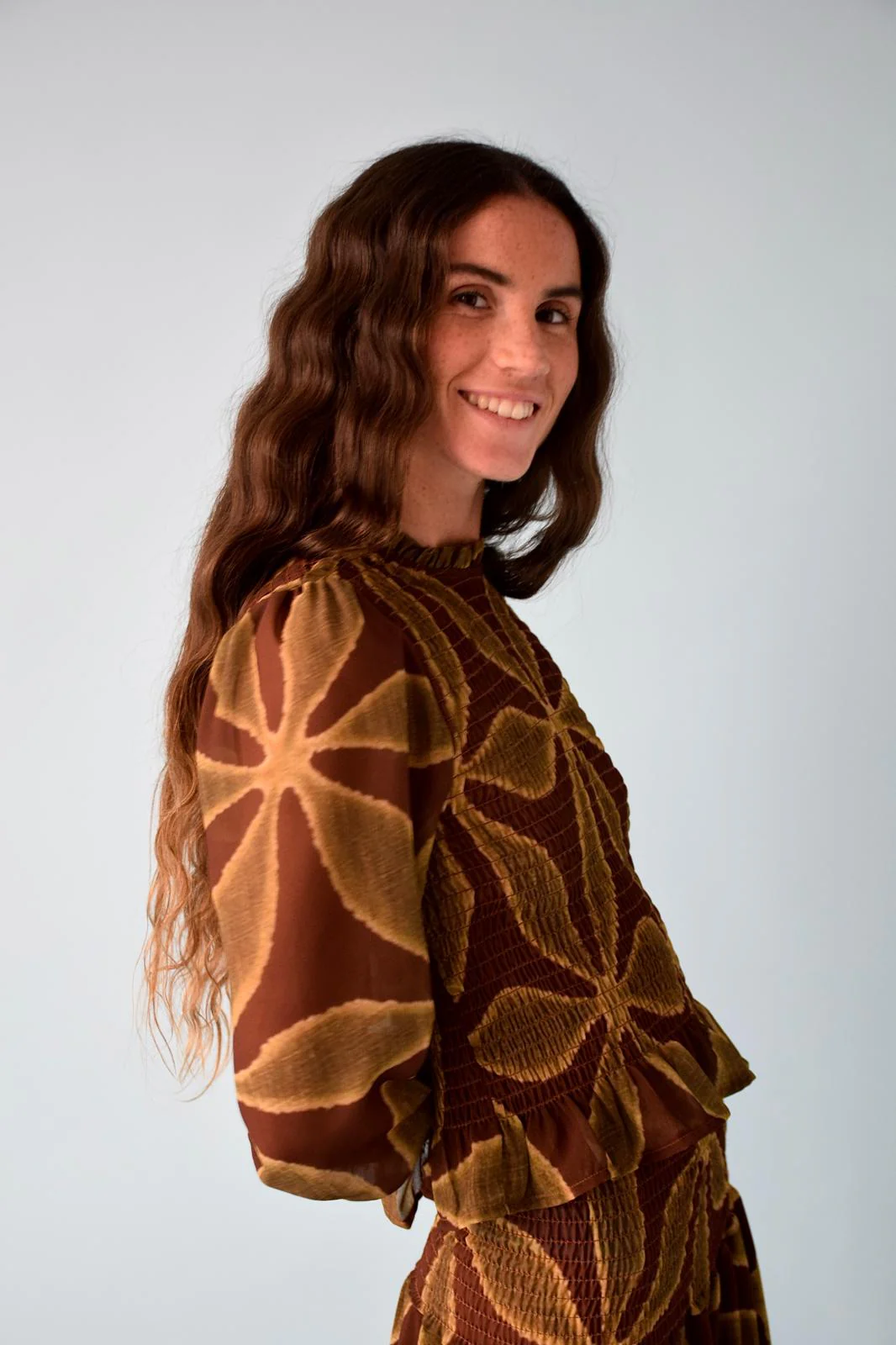 Blouse Trébol Chía Verde y Marrón - Image 3