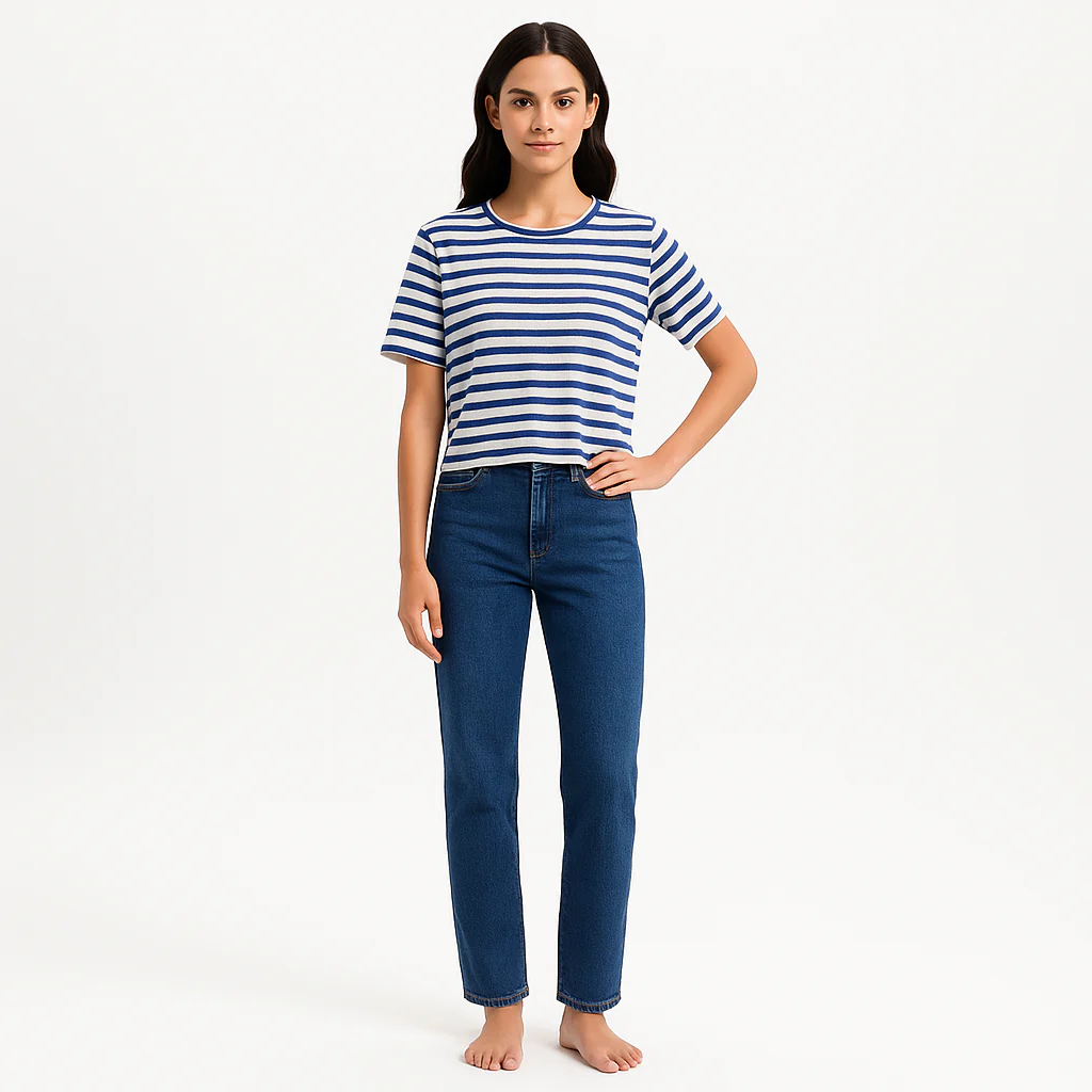 T-Shirt Boxy Crop - Ultramarine Multi