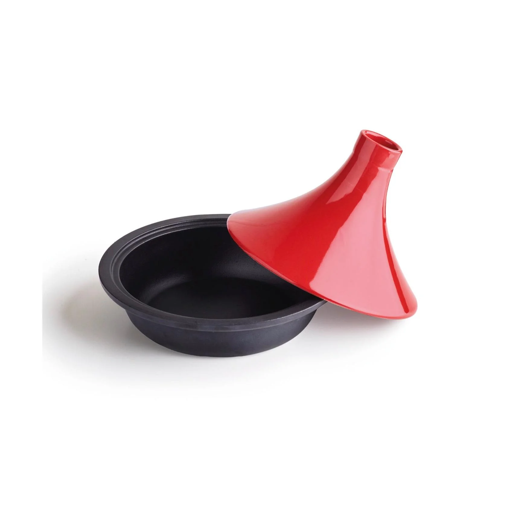 Tajine En Fonte D'Acier Avec Couvercle En Céramique - Rouge - Image 4