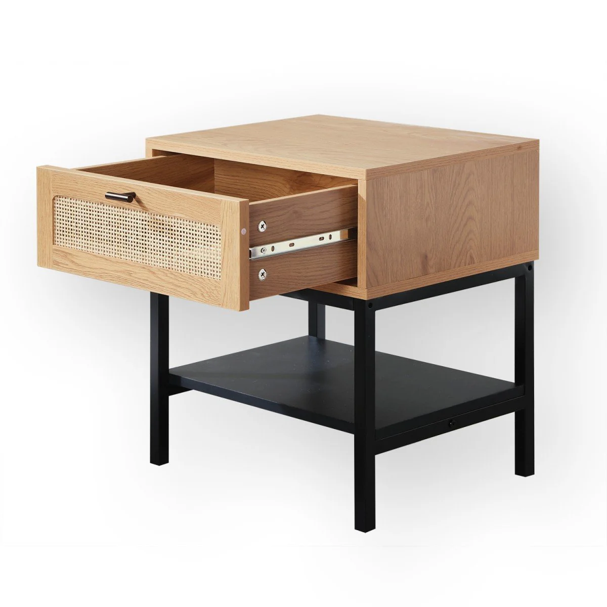 Jaya - Table De Chevet 1 Tiroir Rotin Avec Étagère - Bois Clair - Image 4