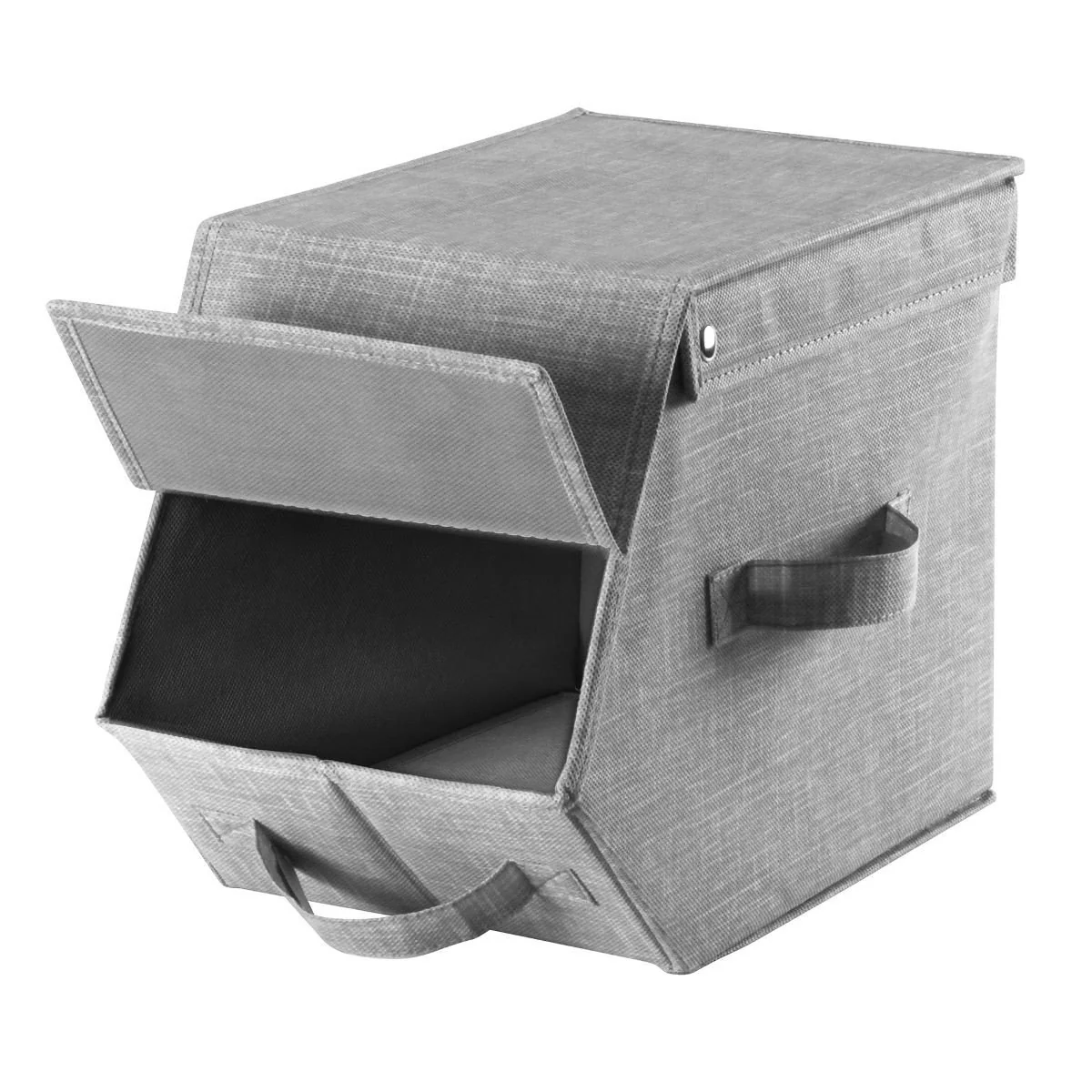 Boîte De Rangement Avec Couvercle Et Rabat - Gris