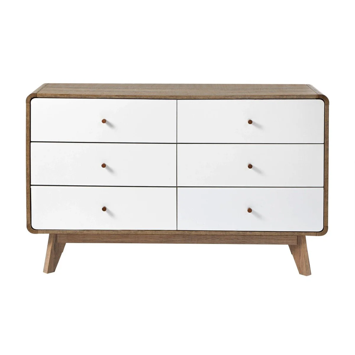 Albura - Commode 6 Tiroirs Décor Bois Et Blanc - Bois Foncé - Image 3