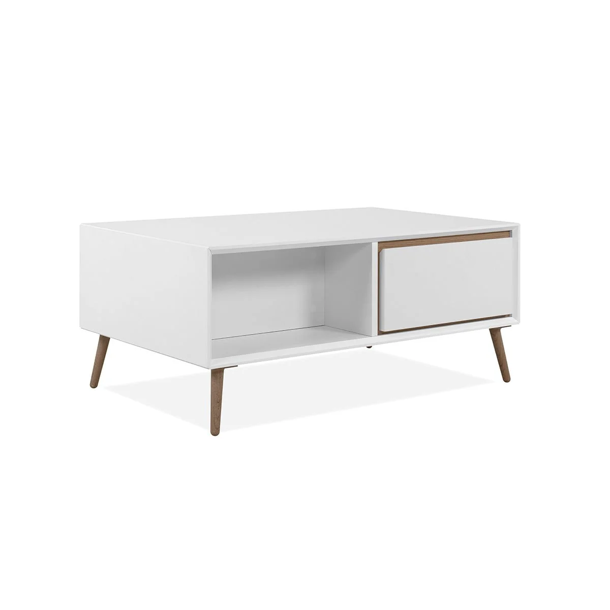 Arona - Table Basse 2 Tiroirs Et Niches - Chêne Artisan/Blanc - Image 4