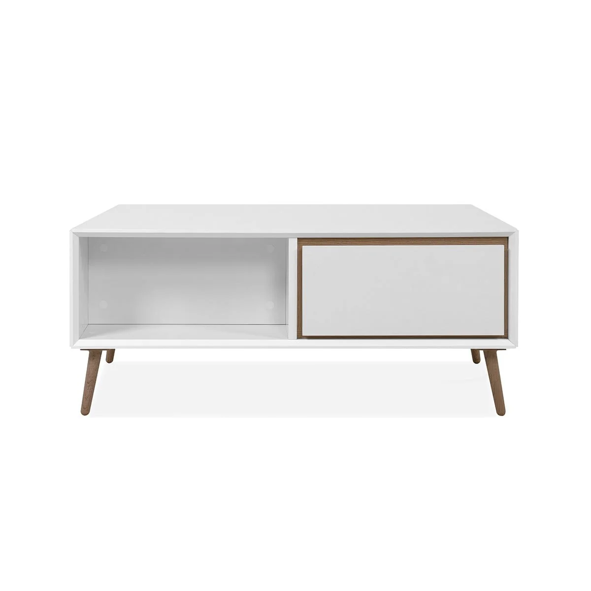 Arona - Table Basse 2 Tiroirs Et Niches - Chêne Artisan/Blanc - Image 5