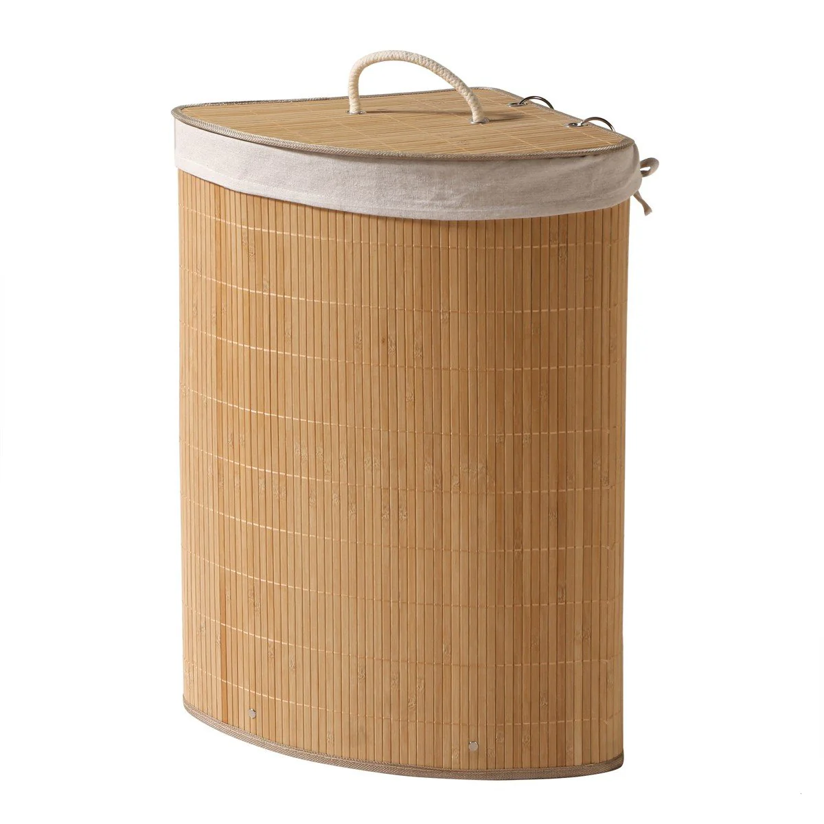 Panier À Linge D'Angle En Bambou - Bois Clair - Image 2