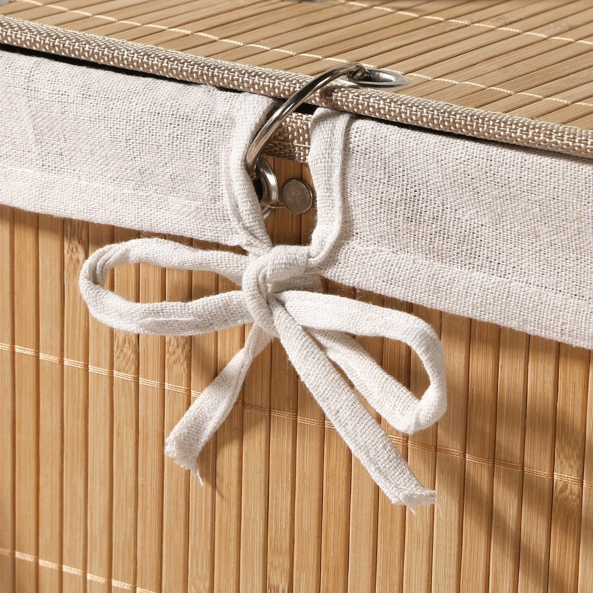 Panier À Linge D'Angle En Bambou - Bois Clair - Image 5