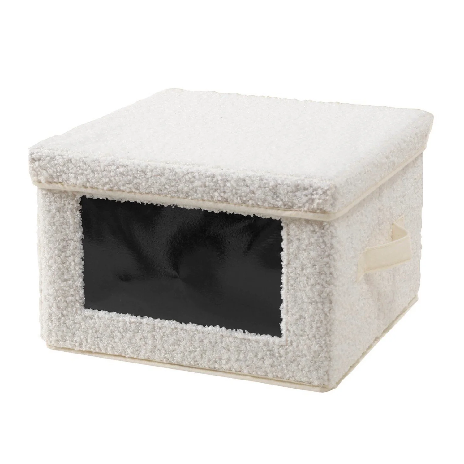 Boîte Rangement Tissu Bouclette Écru Avec Fenêtre - Écru - Image 4