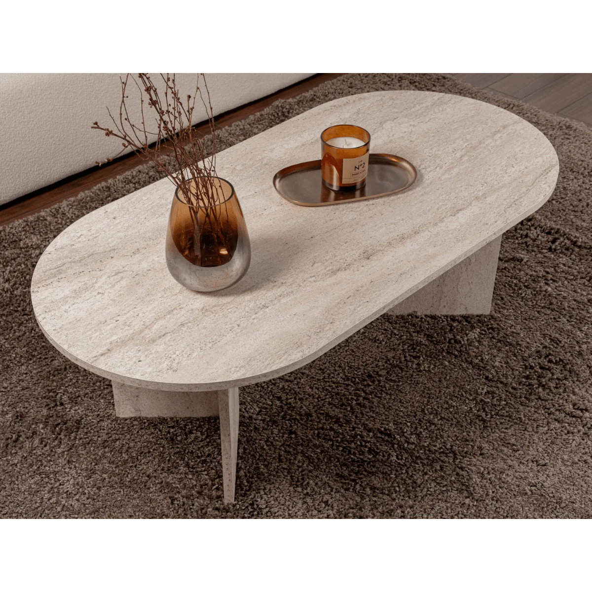 Iris - Table Basse Ovale - Travertin - Image 4