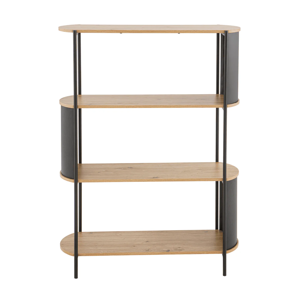 Eklo - Etagère 4 Niveaux Décor Bois Avec Flancs En Métal Noir - Bois Clair - Image 2
