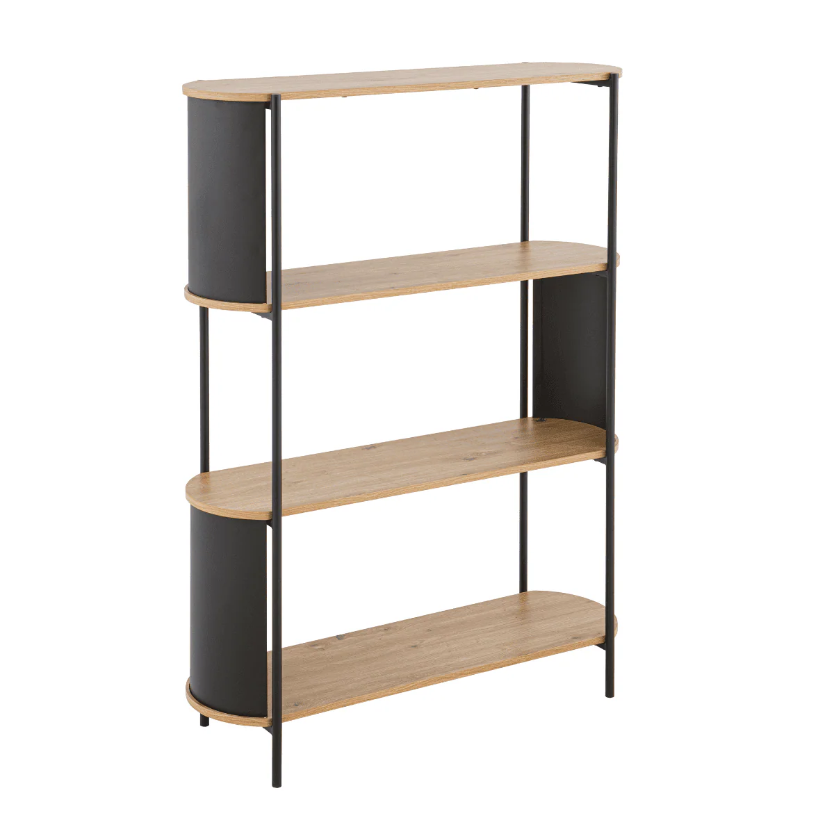 Eklo - Etagère 4 Niveaux Décor Bois Avec Flancs En Métal Noir - Bois Clair - Image 6