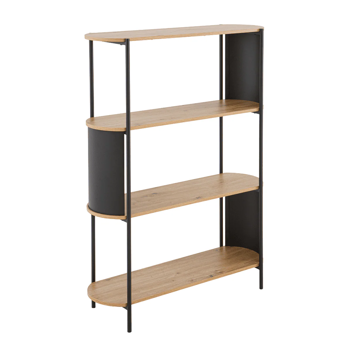 Eklo - Etagère 4 Niveaux Décor Bois Avec Flancs En Métal Noir - Bois Clair - Image 8